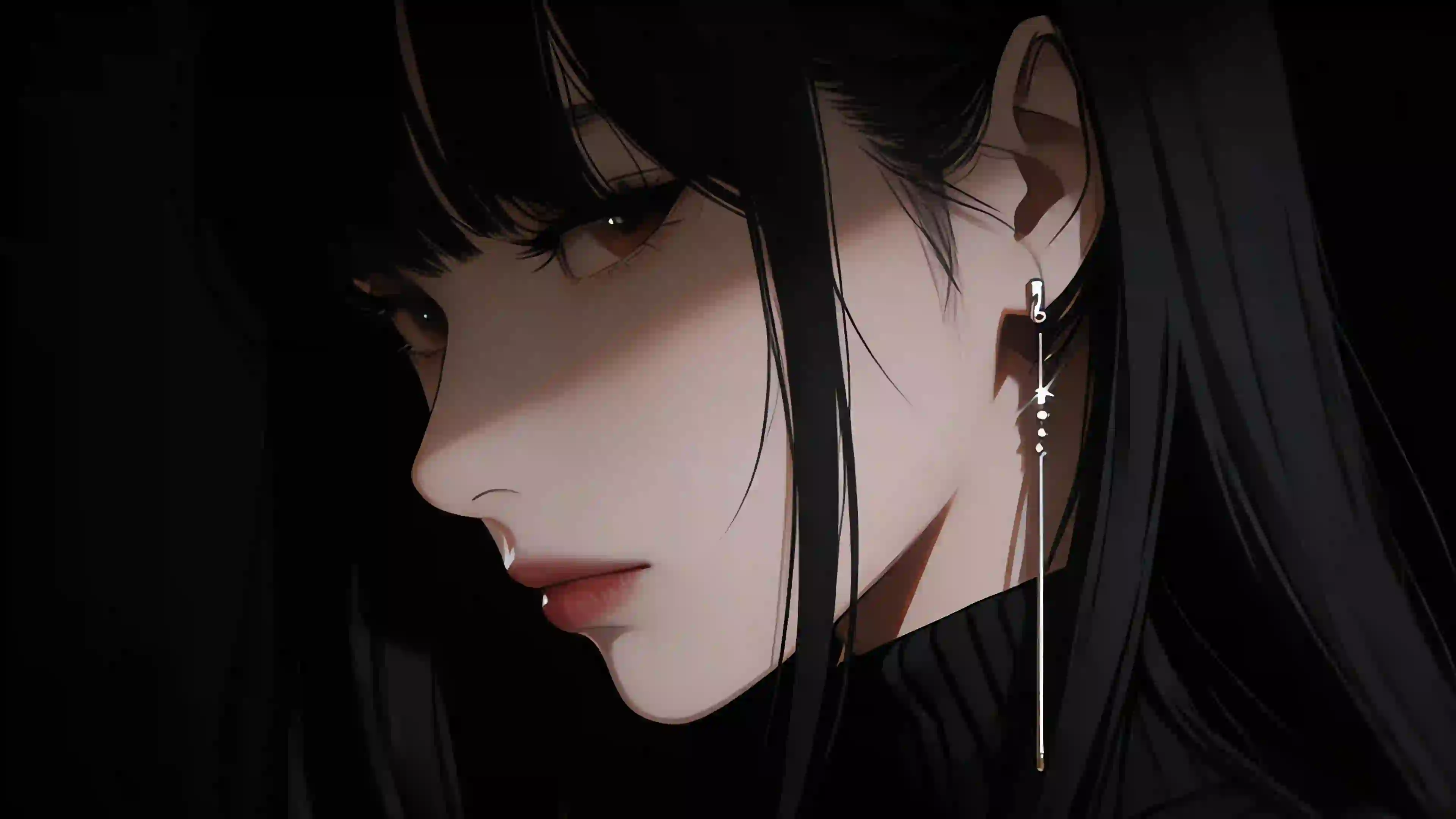 侧脸高冷美女 光影 暗黑