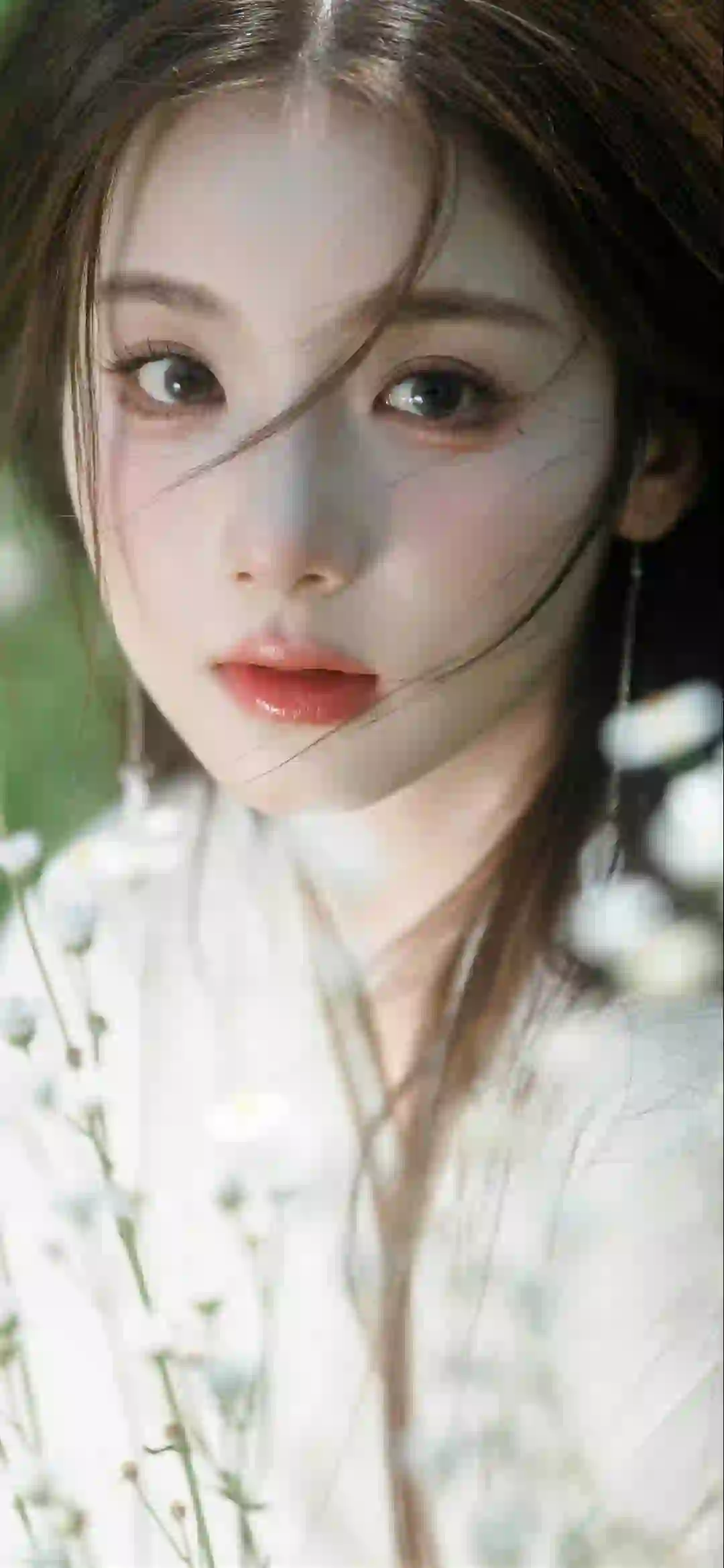 古风美女 田园风格 长发清纯美女 白色古风汉服