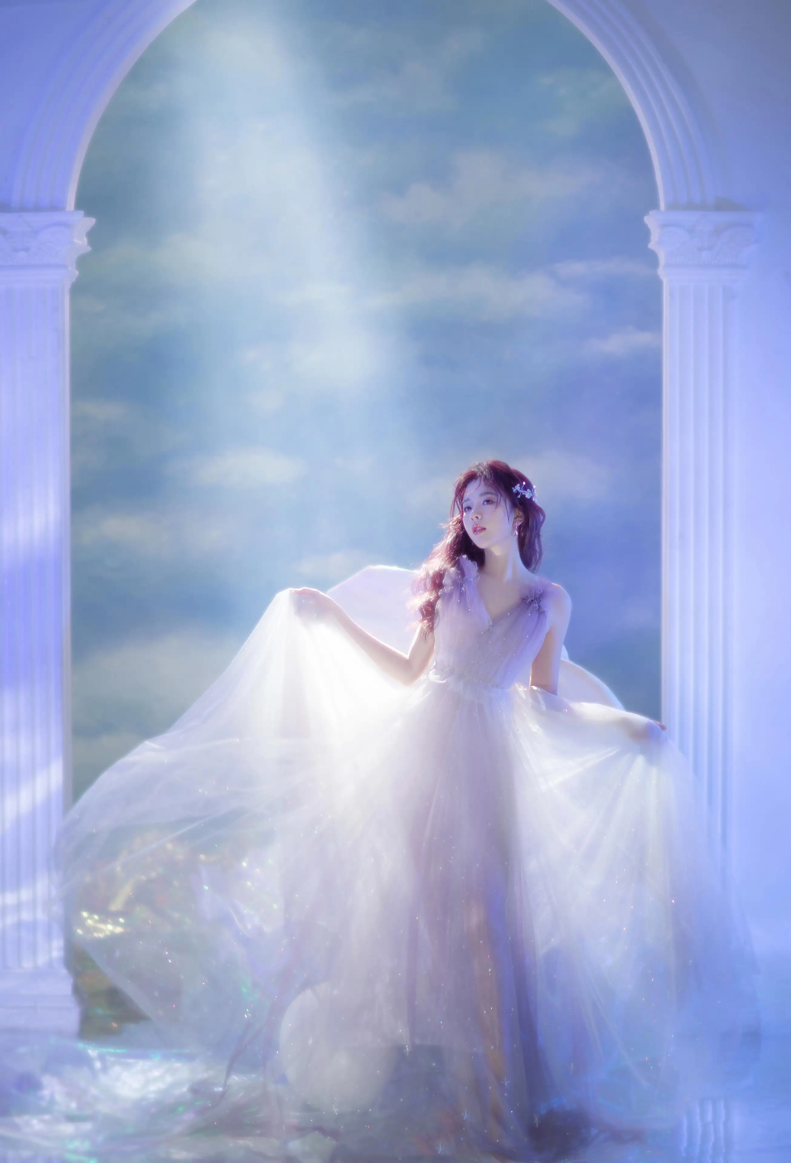 紫色唯美梦幻女神紫色裙子彭十六4k