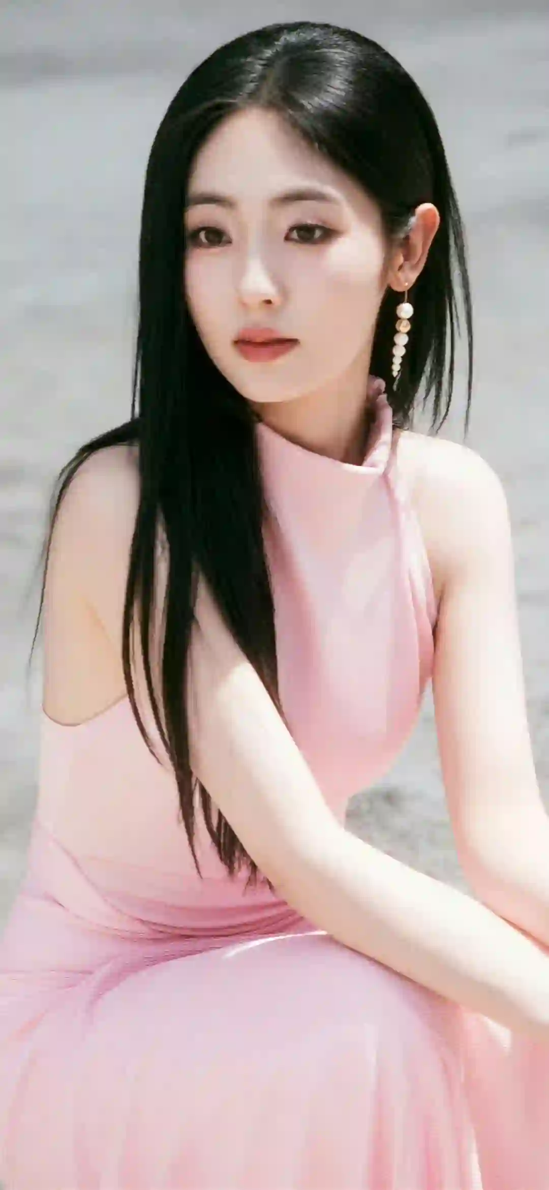长发美女 性感美女 粉红色长裙