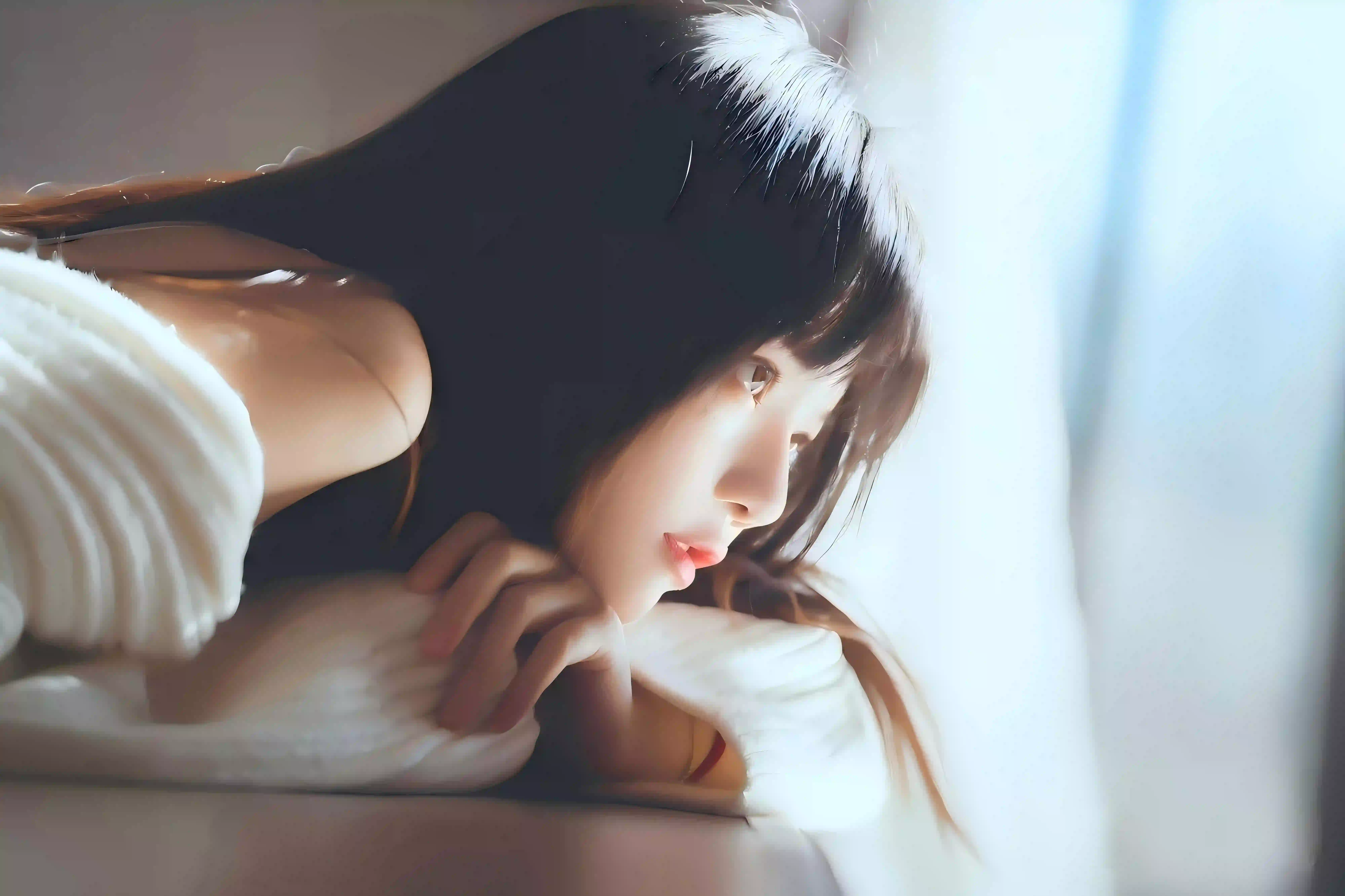 光 性感 长腿美女 性感美女 美腿 居家写真 纯欲风