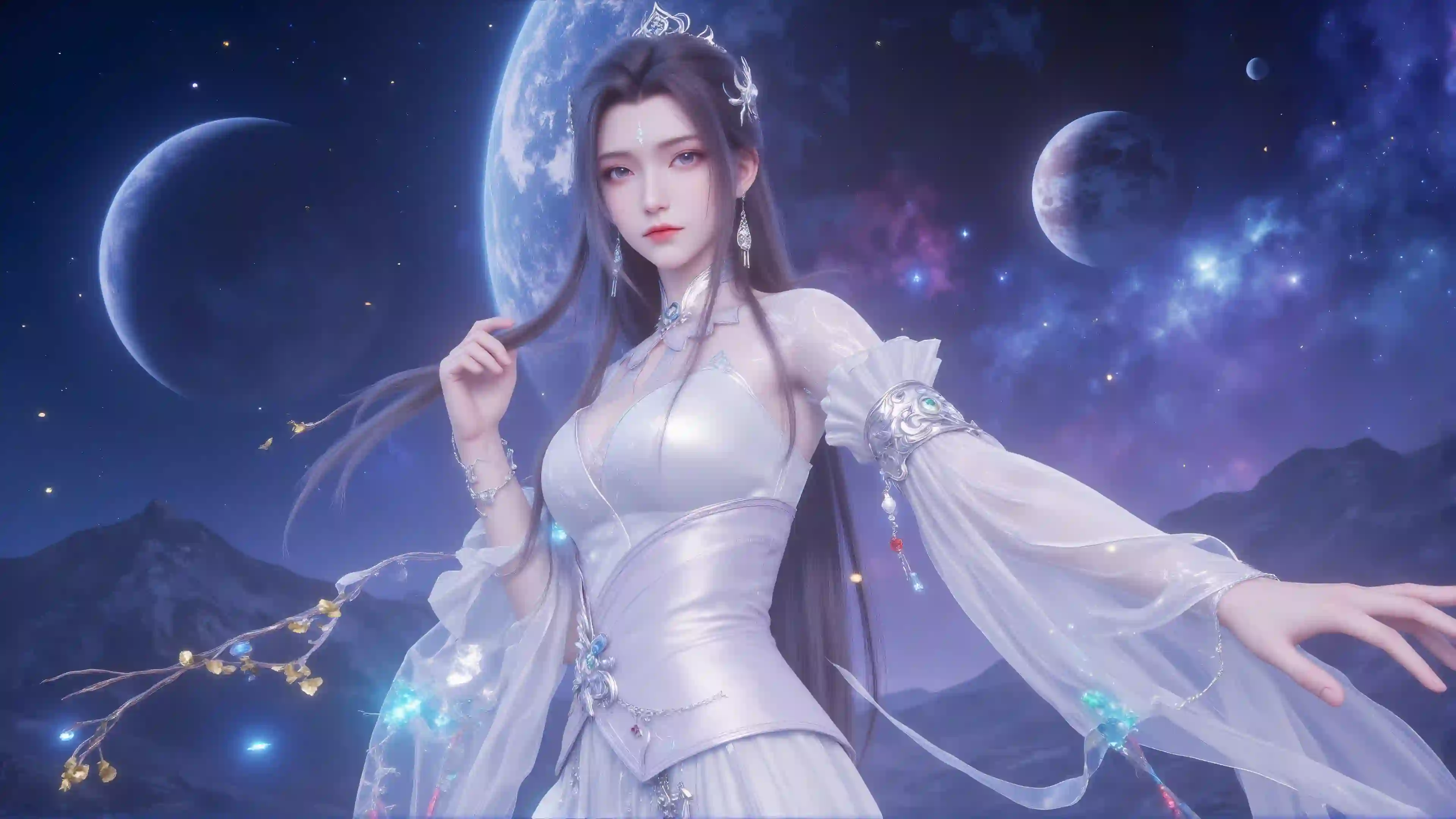 诛仙角色 陆雪琪 长发美女 冰冷仙子 白色长裙