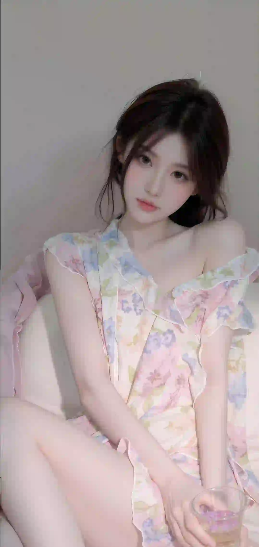 美女 长发美女 碎花裙 清纯美女