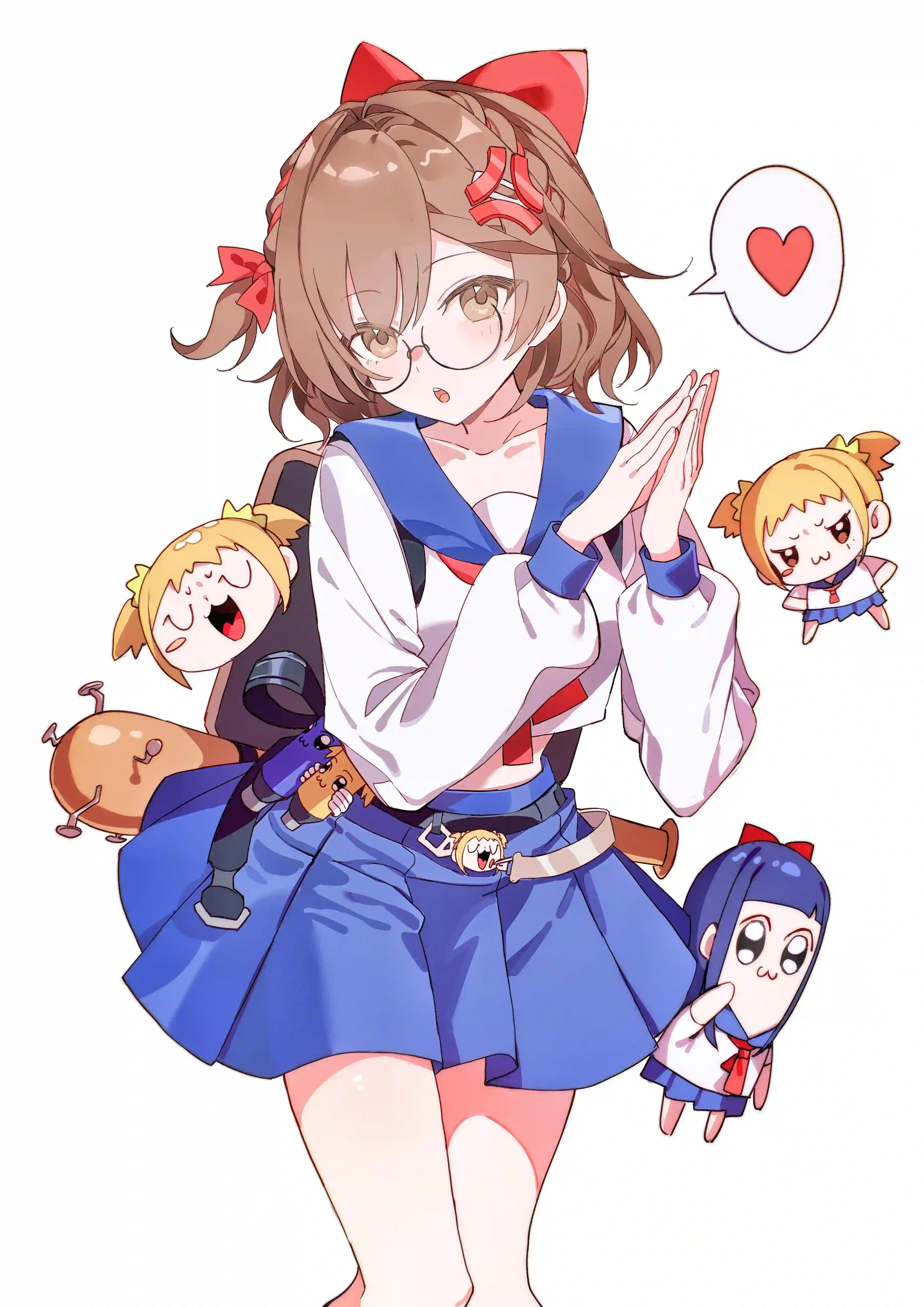 可爱女孩 爱心 蓝色裙子