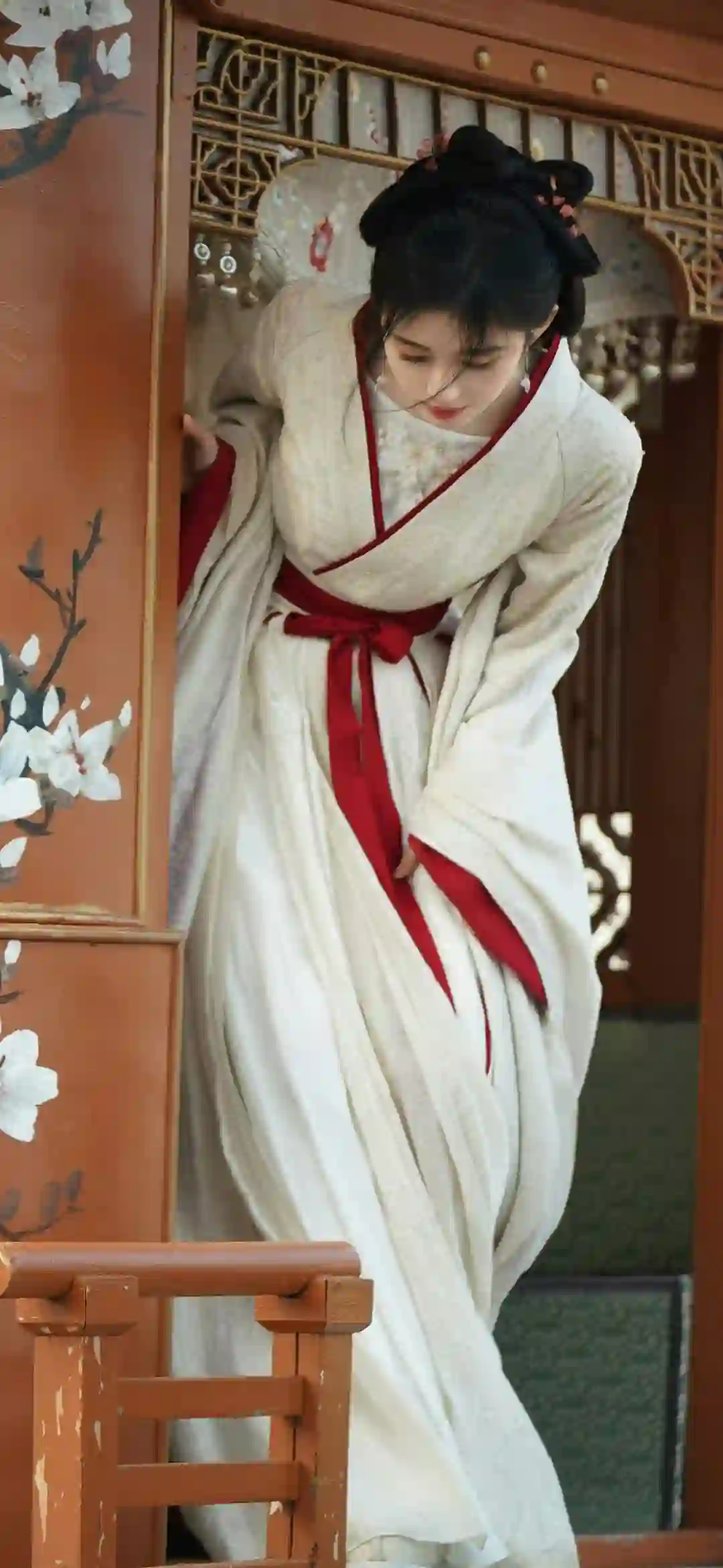 美女明星 鞠婧祎 长发可爱女孩 白色汉服 古风女神