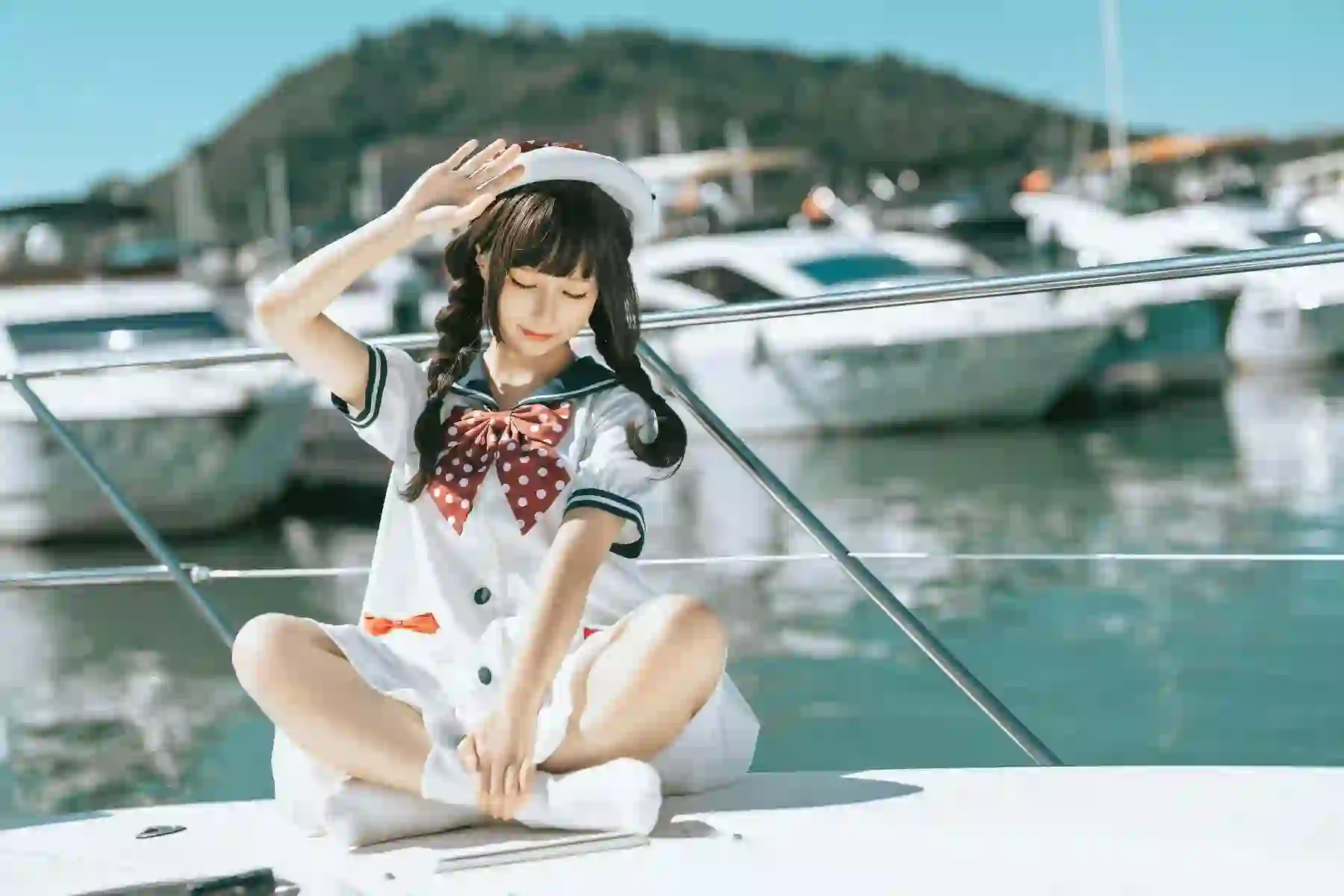 双马尾 水手服 白色衣服 夏日 可爱