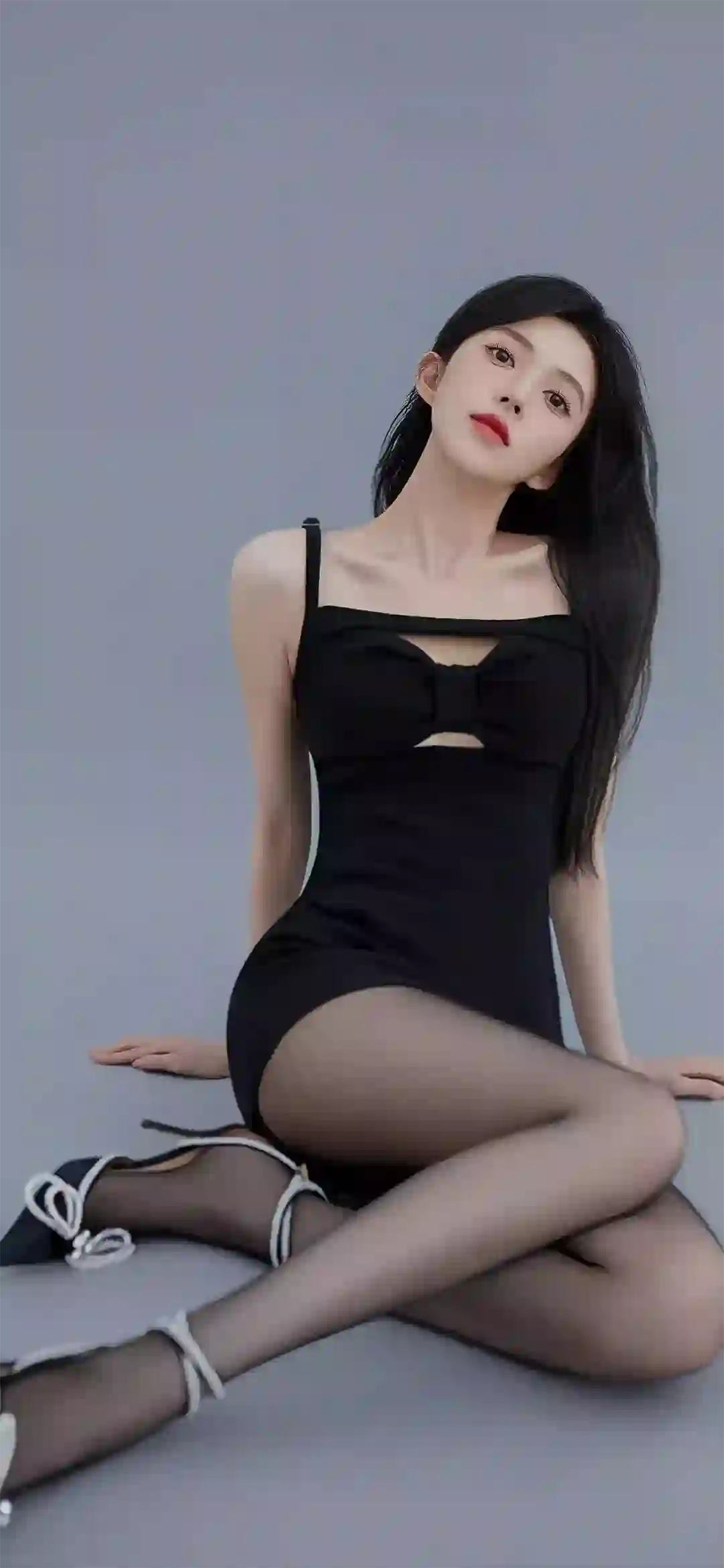 性感黑色吊带美女 黑色丝袜 黑丝