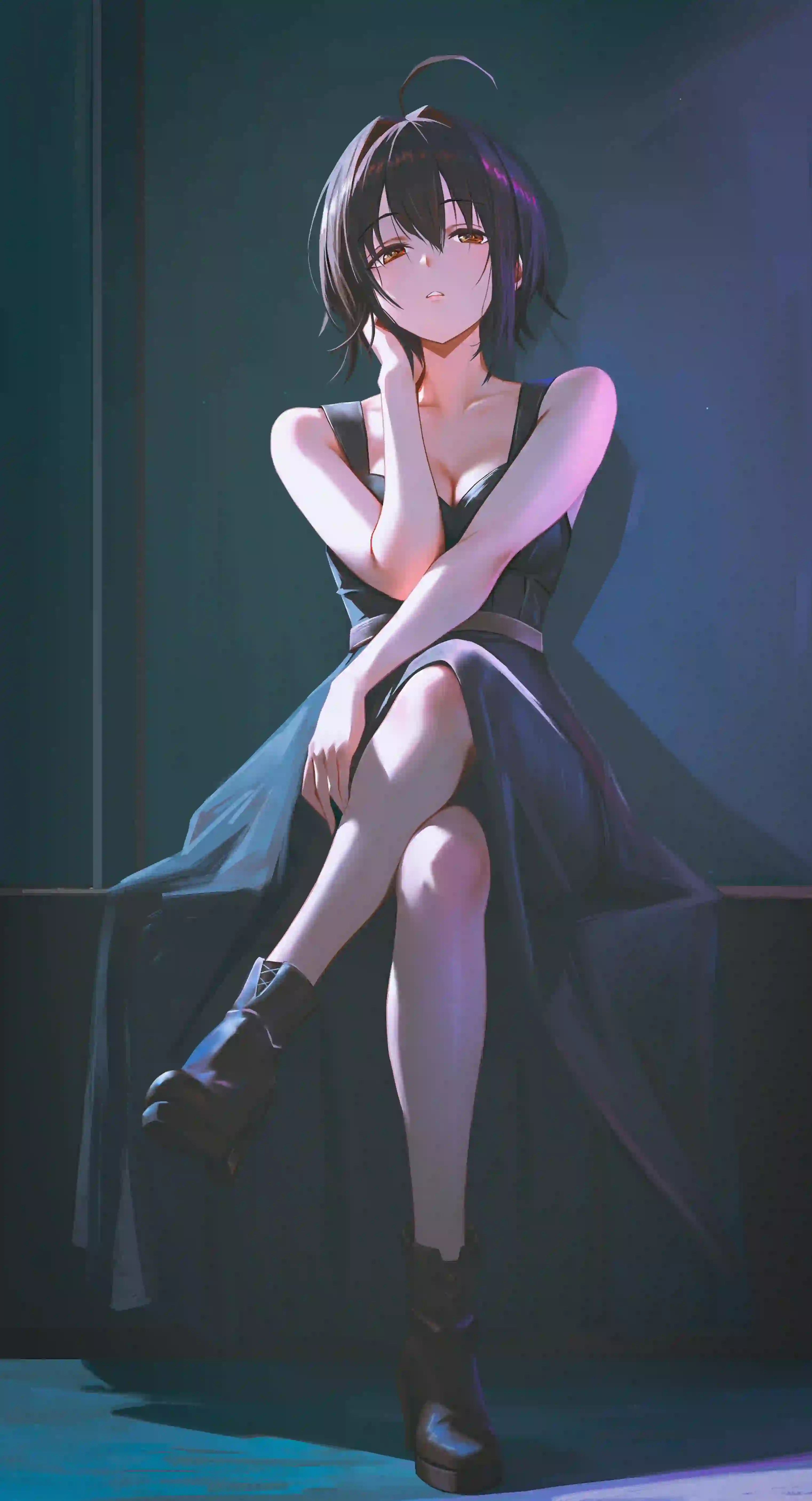 动漫女孩 二次元 黑色长裙