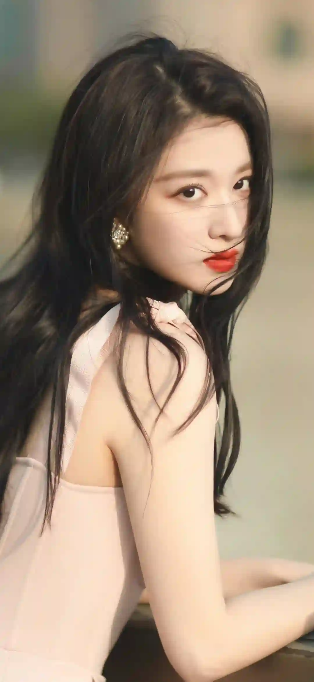 长发美女 王楚然 明星 户外 