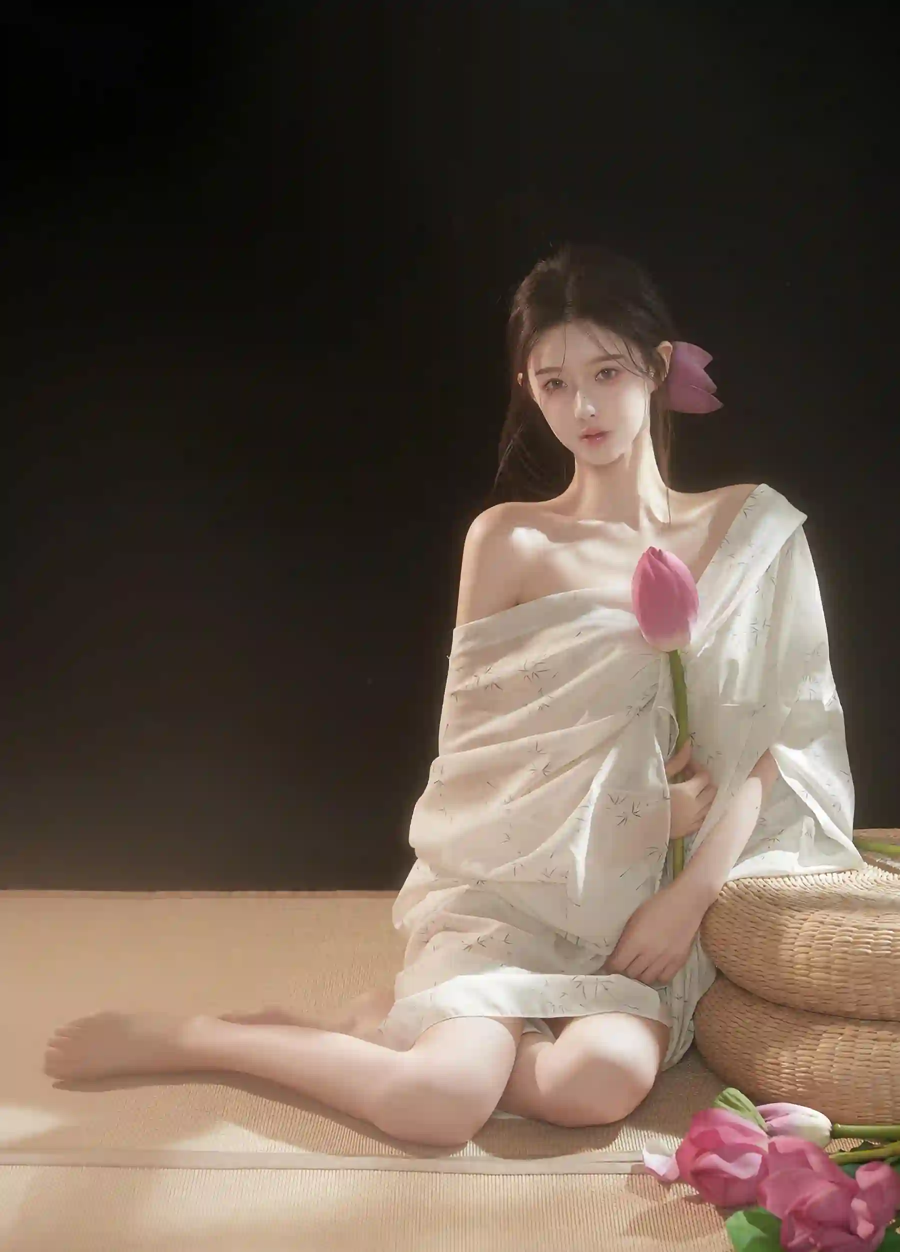 古风美女 性感美女 古风 花 荷花 古典美女 