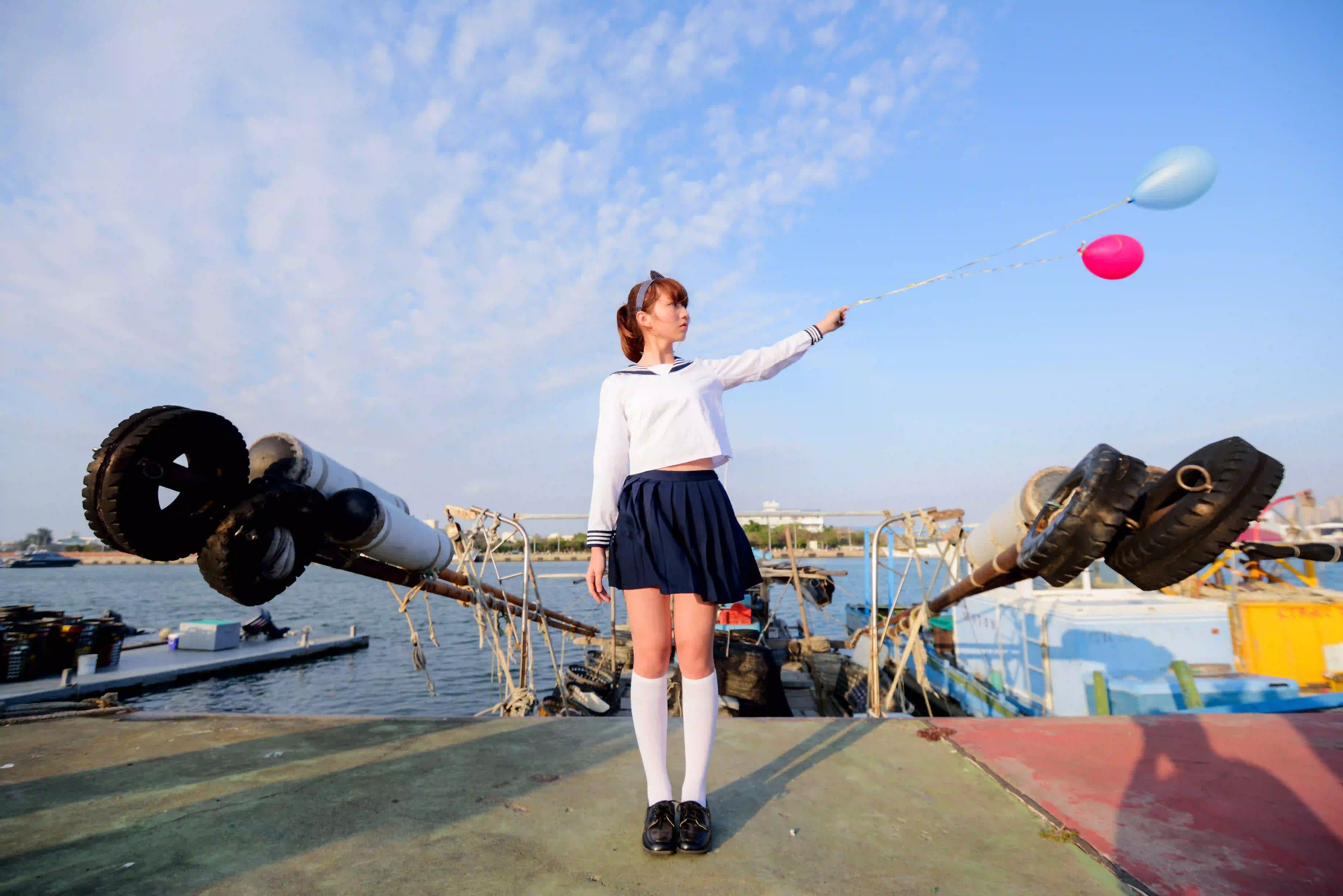 长发美女 青春 自然 户外写真 jk穿搭 