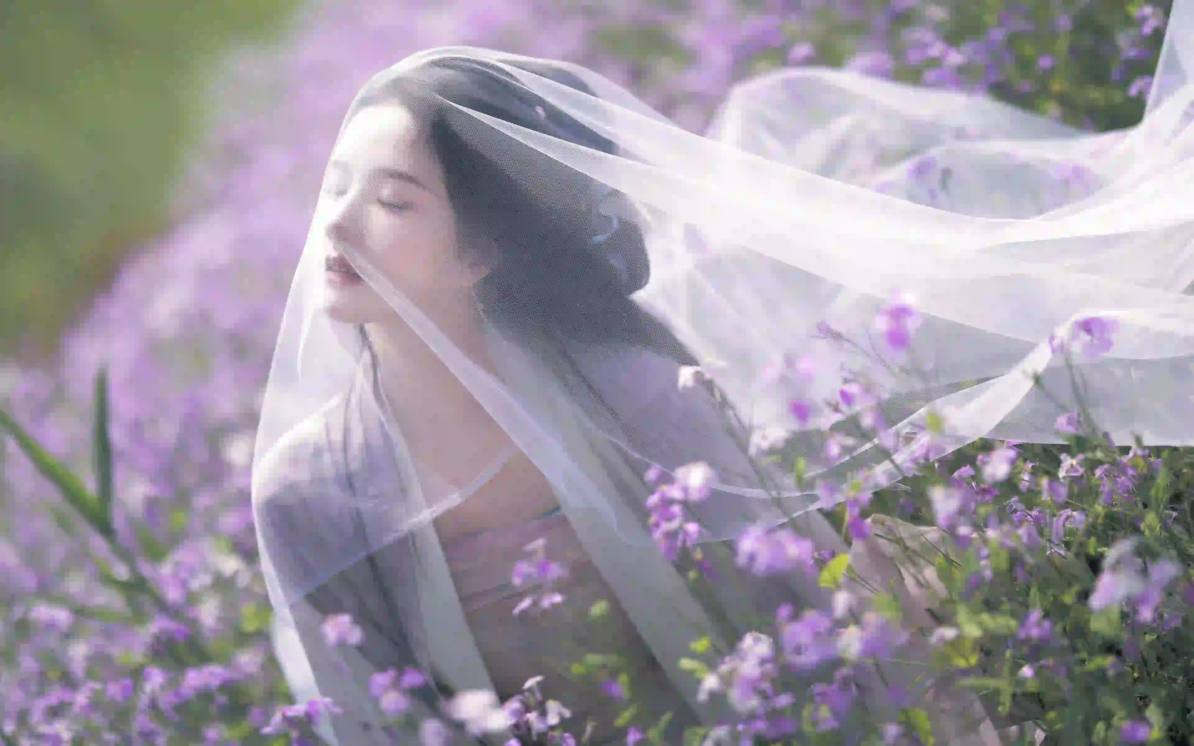 古风美女 刘些宁 花 古风 长发美女 花 明星壁纸