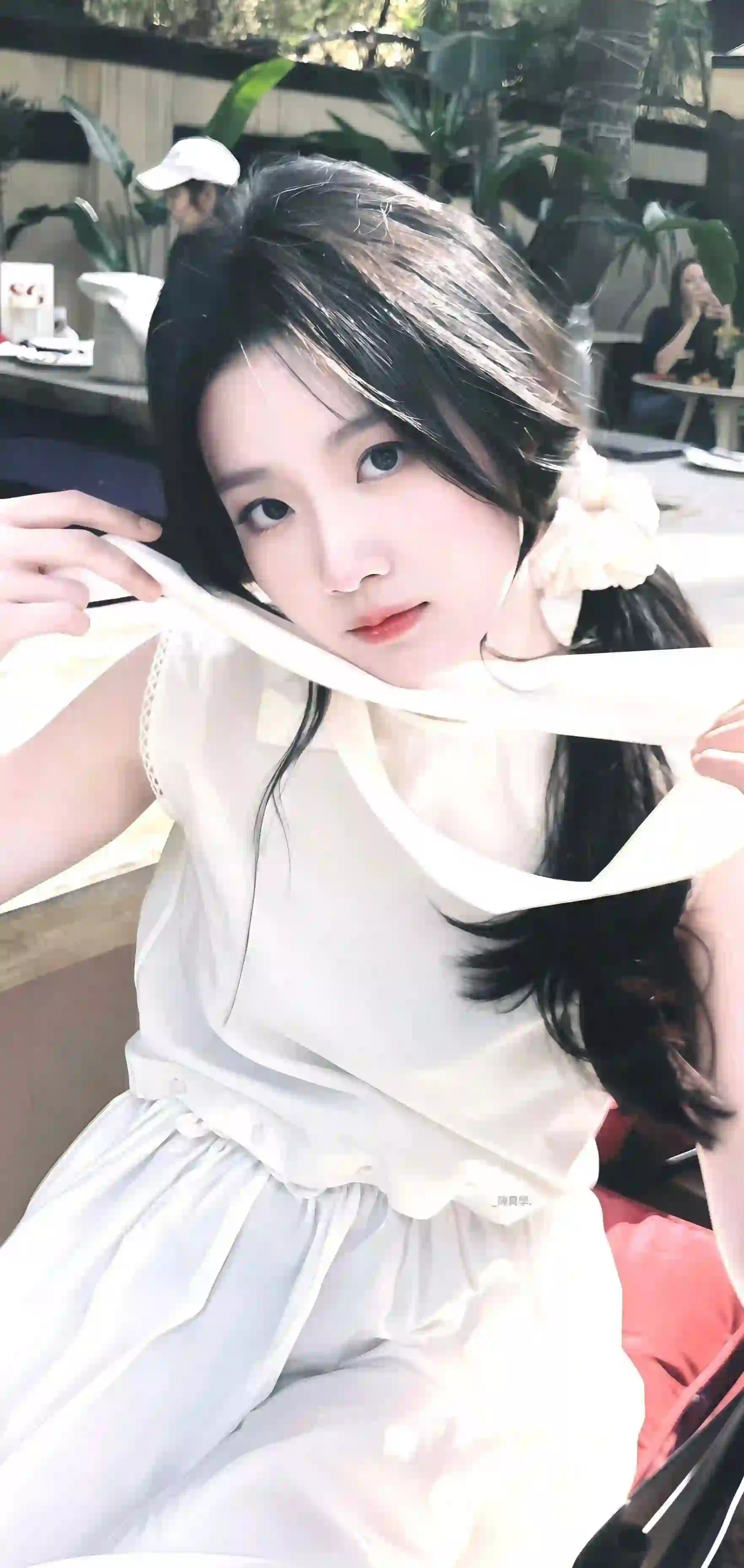 卢昱晓 白色发带 长发清纯美女 写真 纯欲