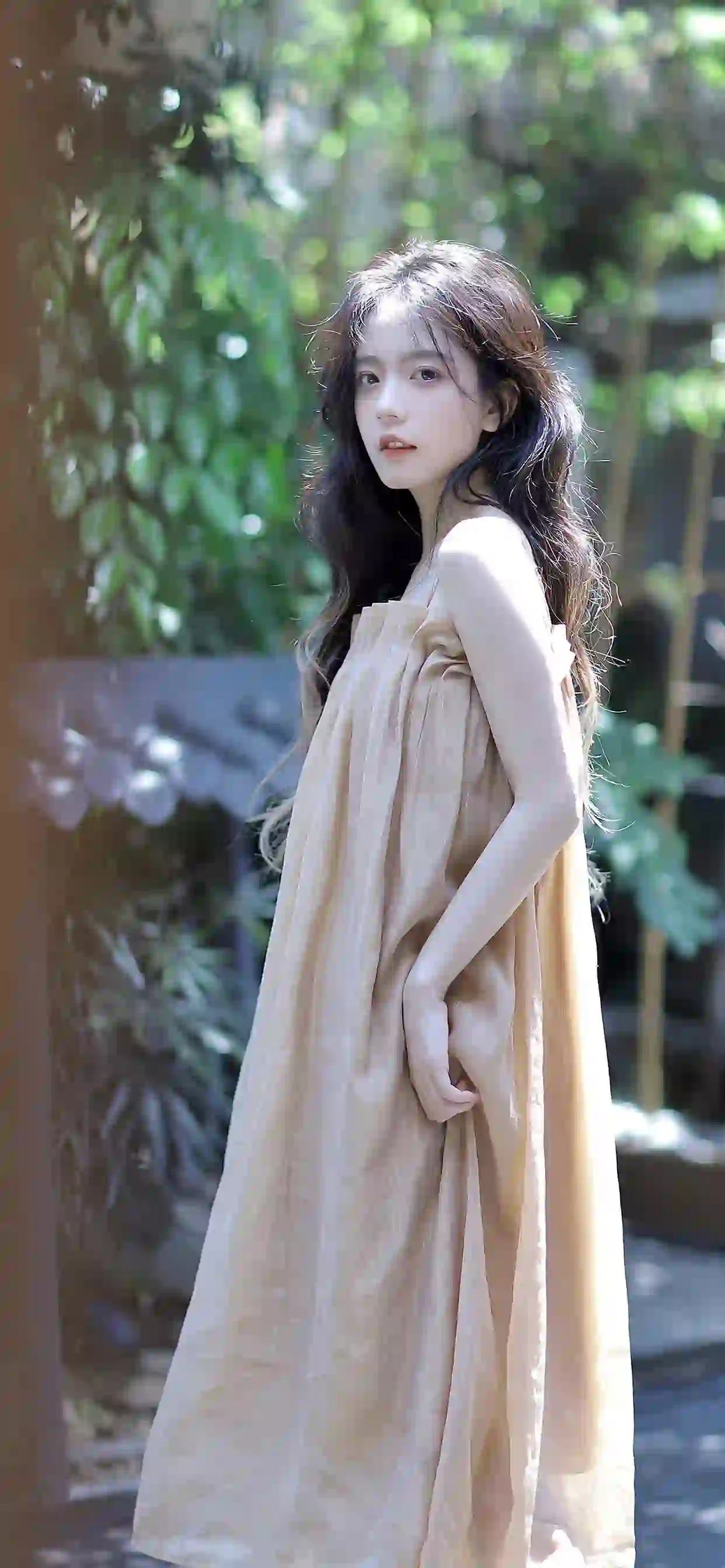吊带长裙美女 阳光 可爱 小清新美女
