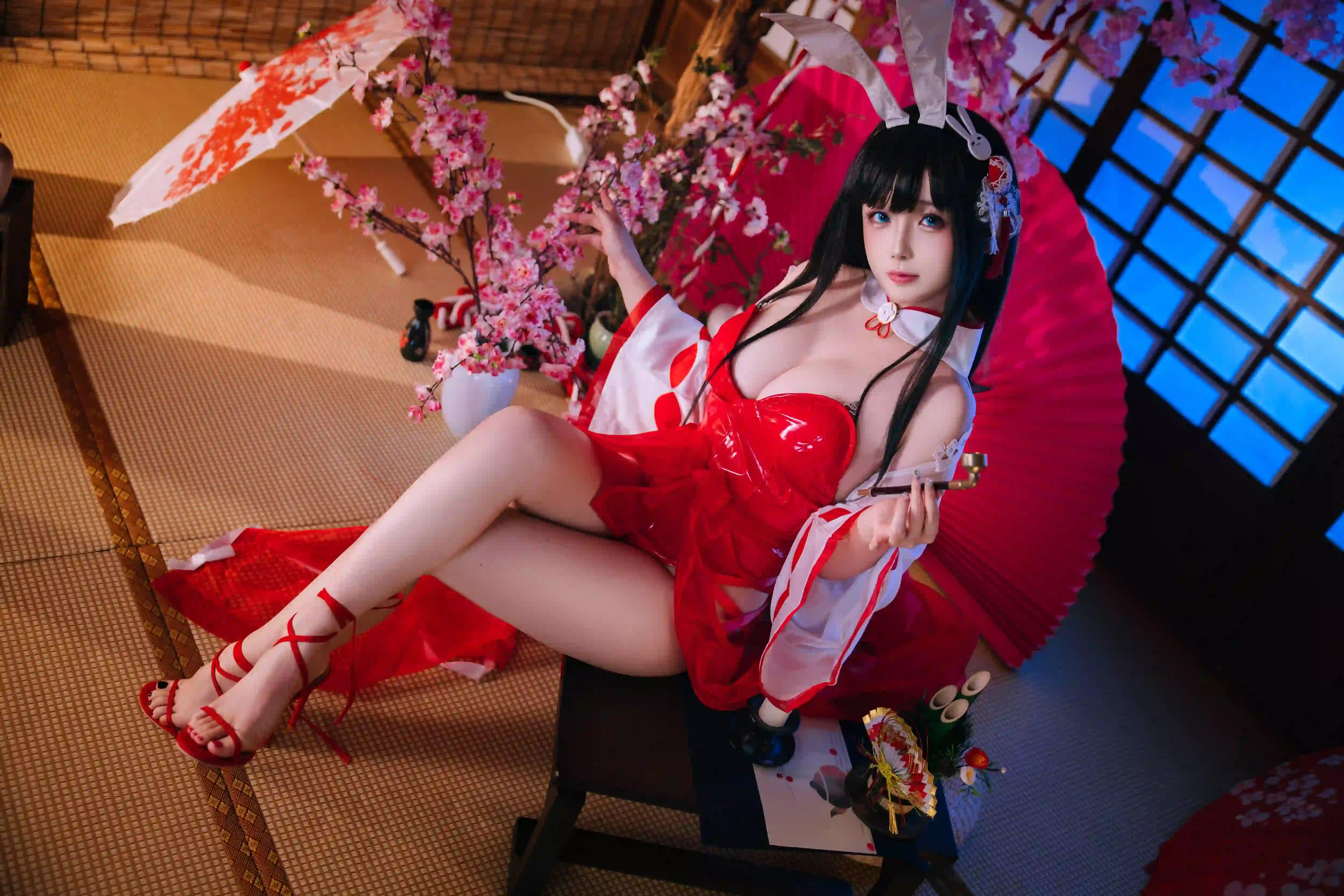 性感美女 日式风格 私房写真 红色服装 美腿