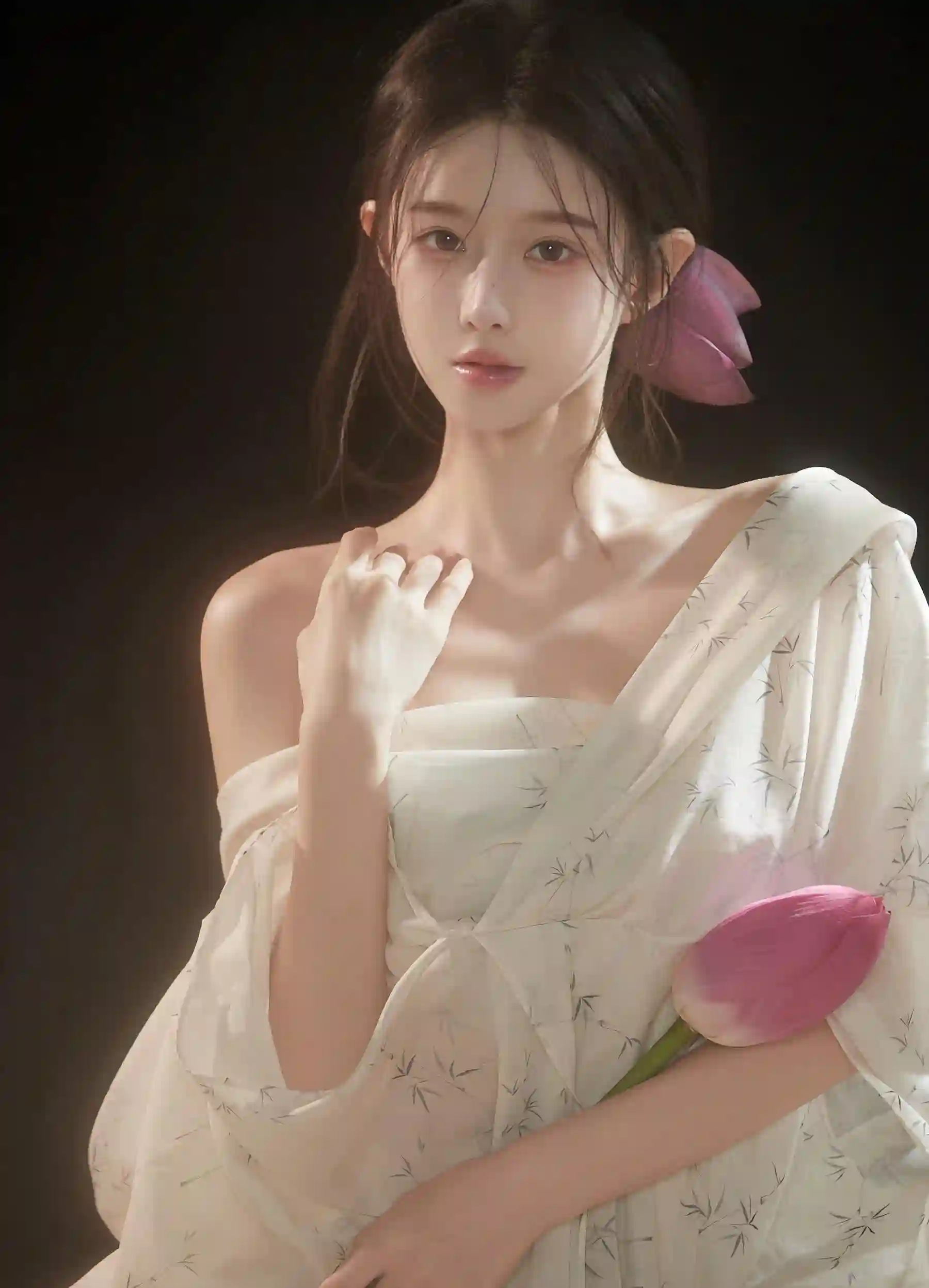 古风美女 性感美女 古风 花 荷花 古典美女 