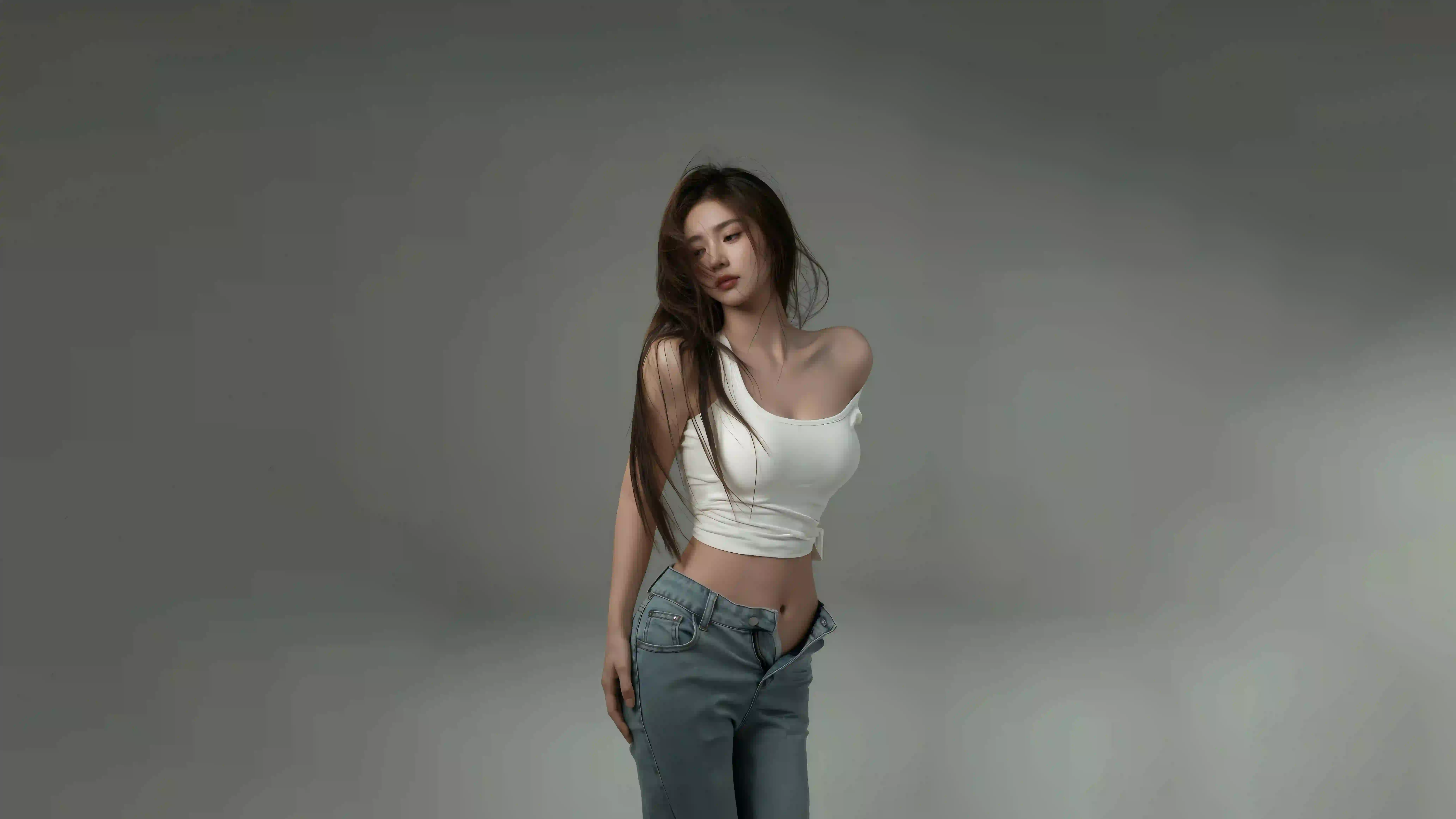 长发性感美女 个性穿搭