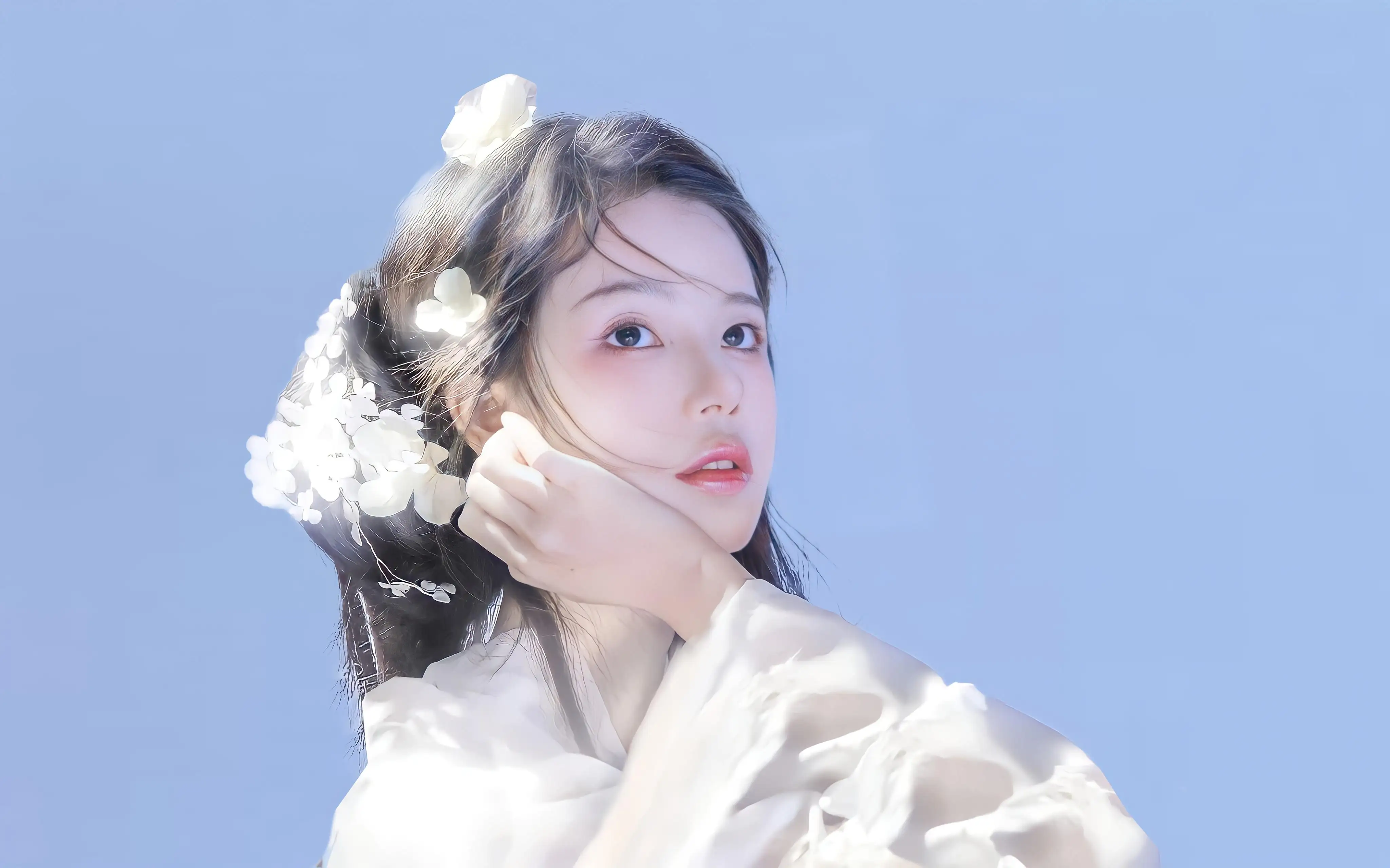 长发白衣女孩 唯美 绝世容颜