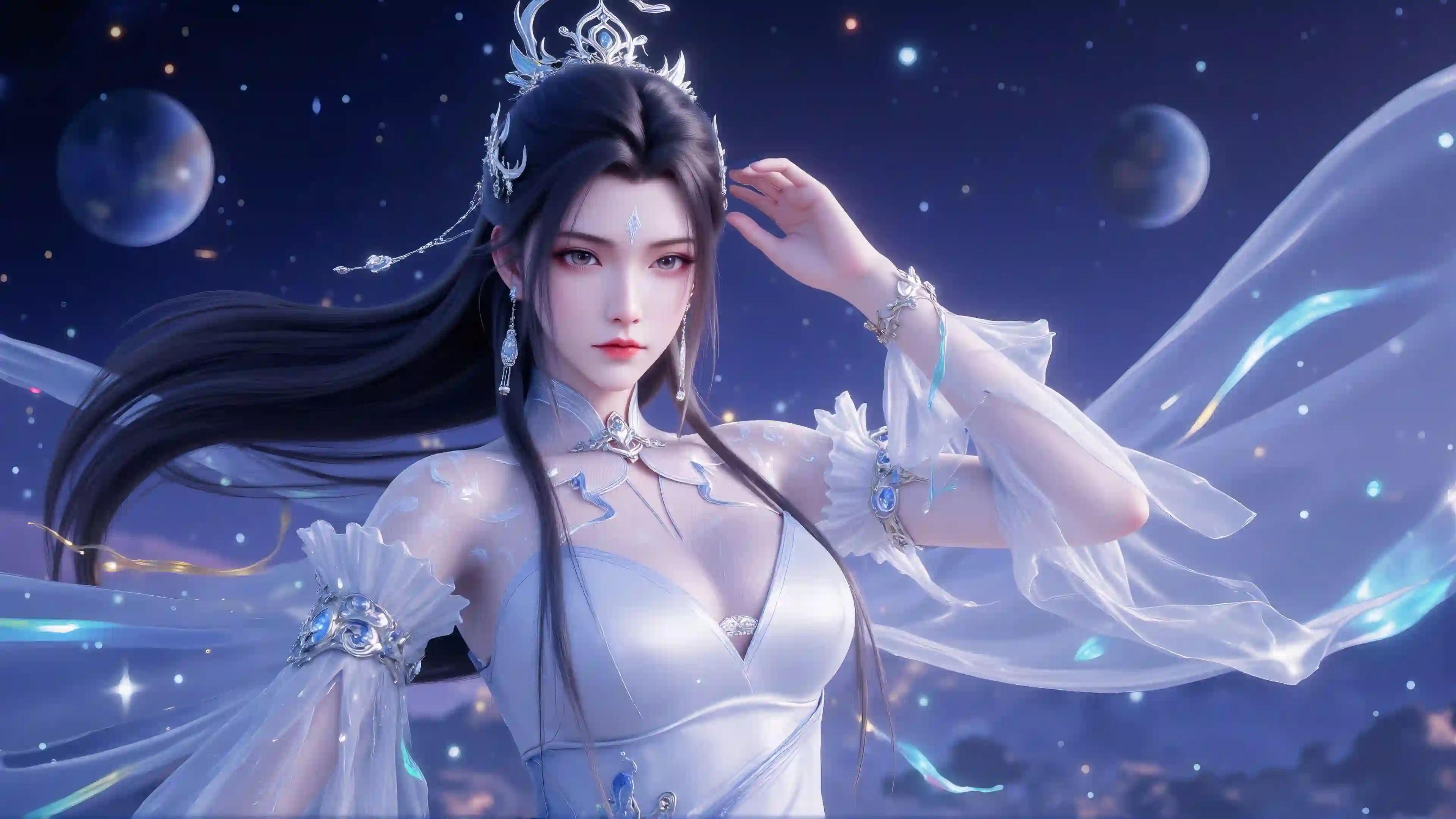 诛仙角色 陆雪琪 长发美女 冰冷仙子 发光