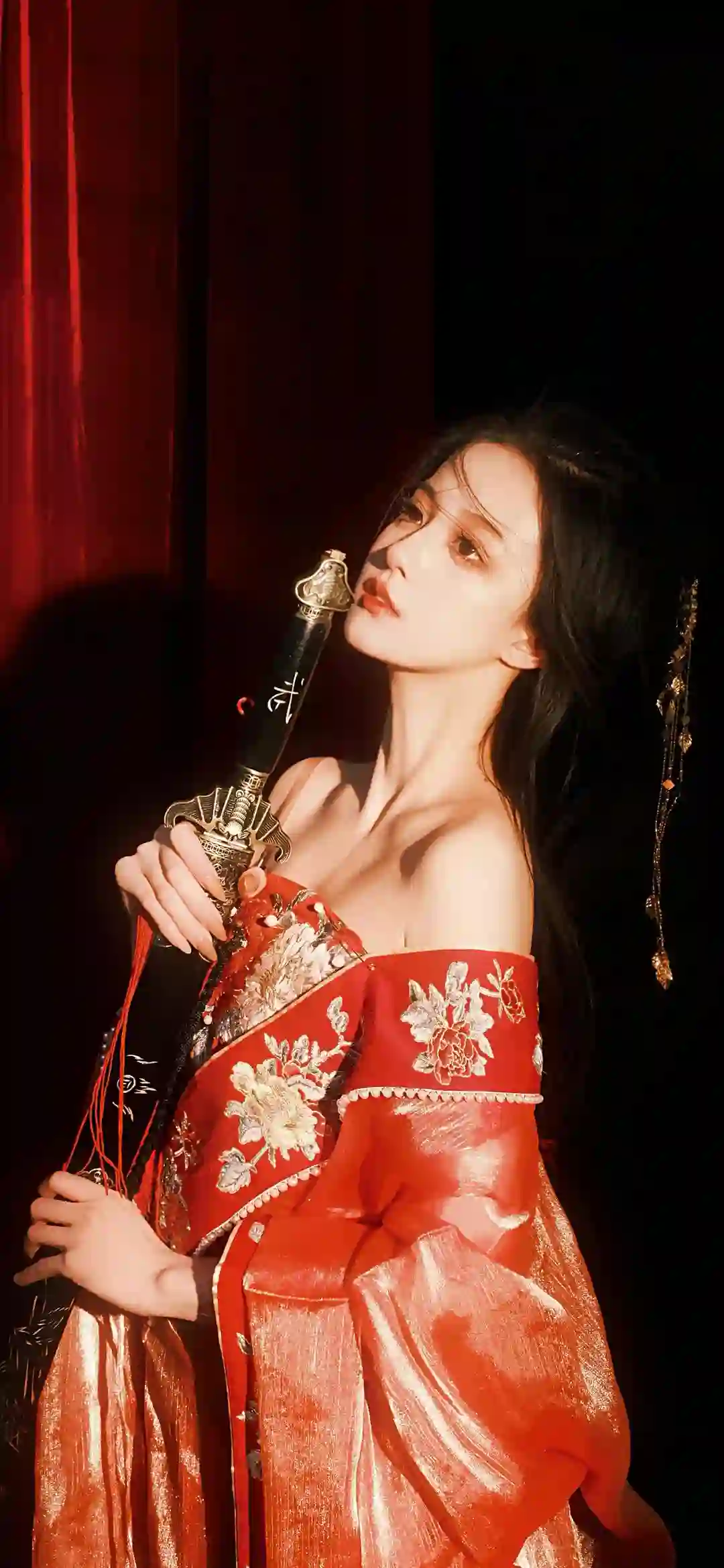 红色汉服 汉服古风美女 性感