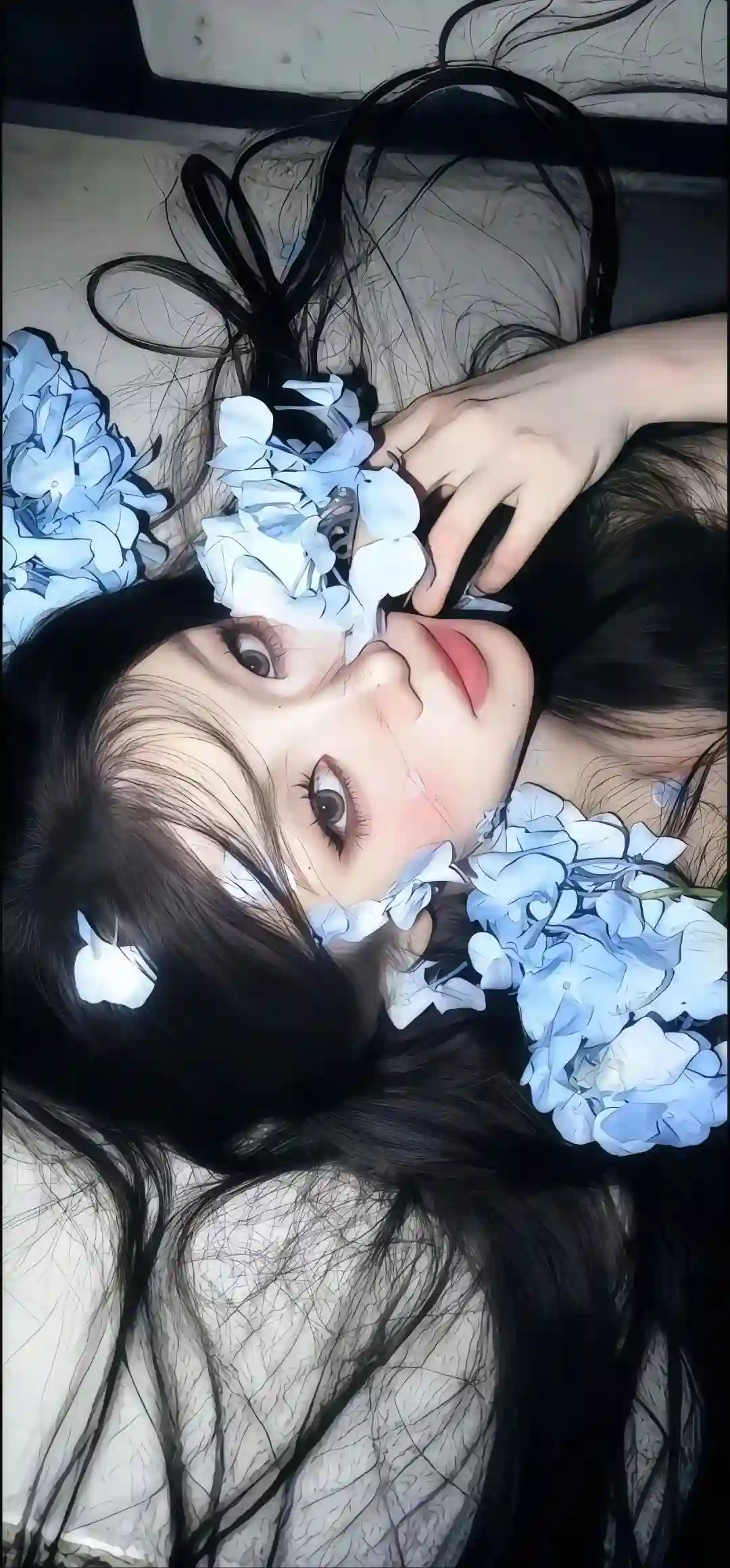 长发性感美女 花 长发 唯美 清纯美女
