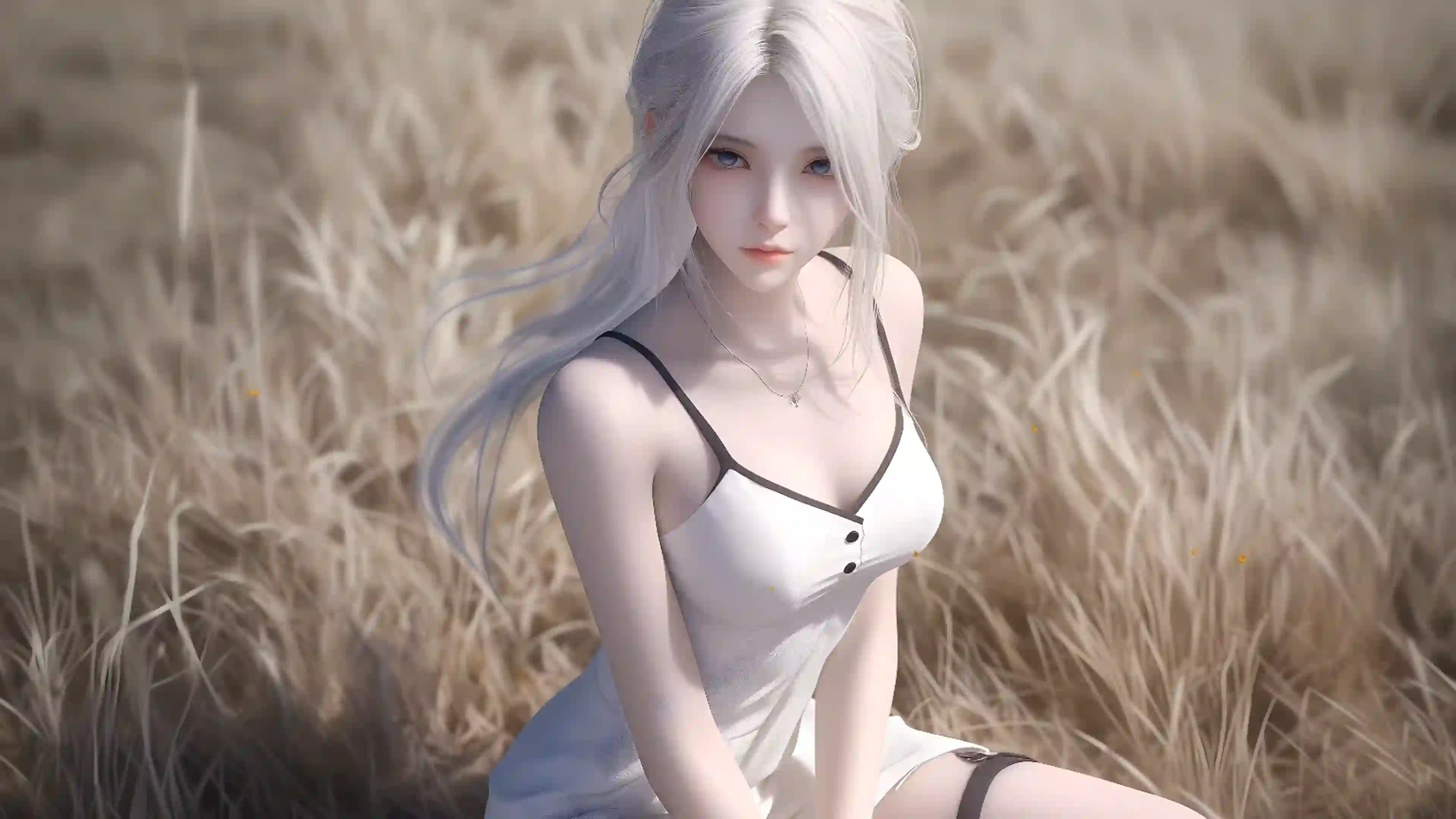 Ai 4k壁纸 长发美女 性感美女 户外场景 二次元美女