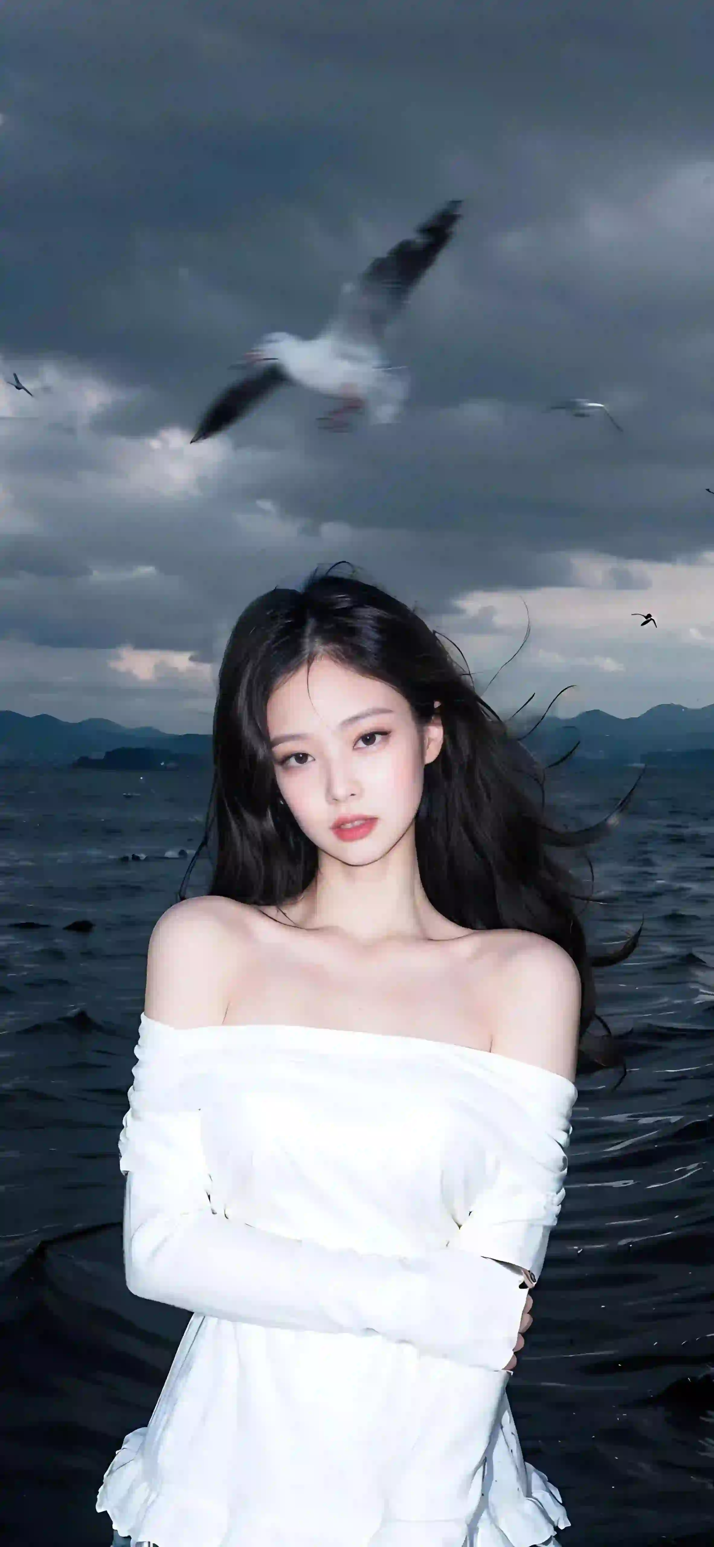 抹胸穿搭 长发美女 清纯 白色抹胸裙