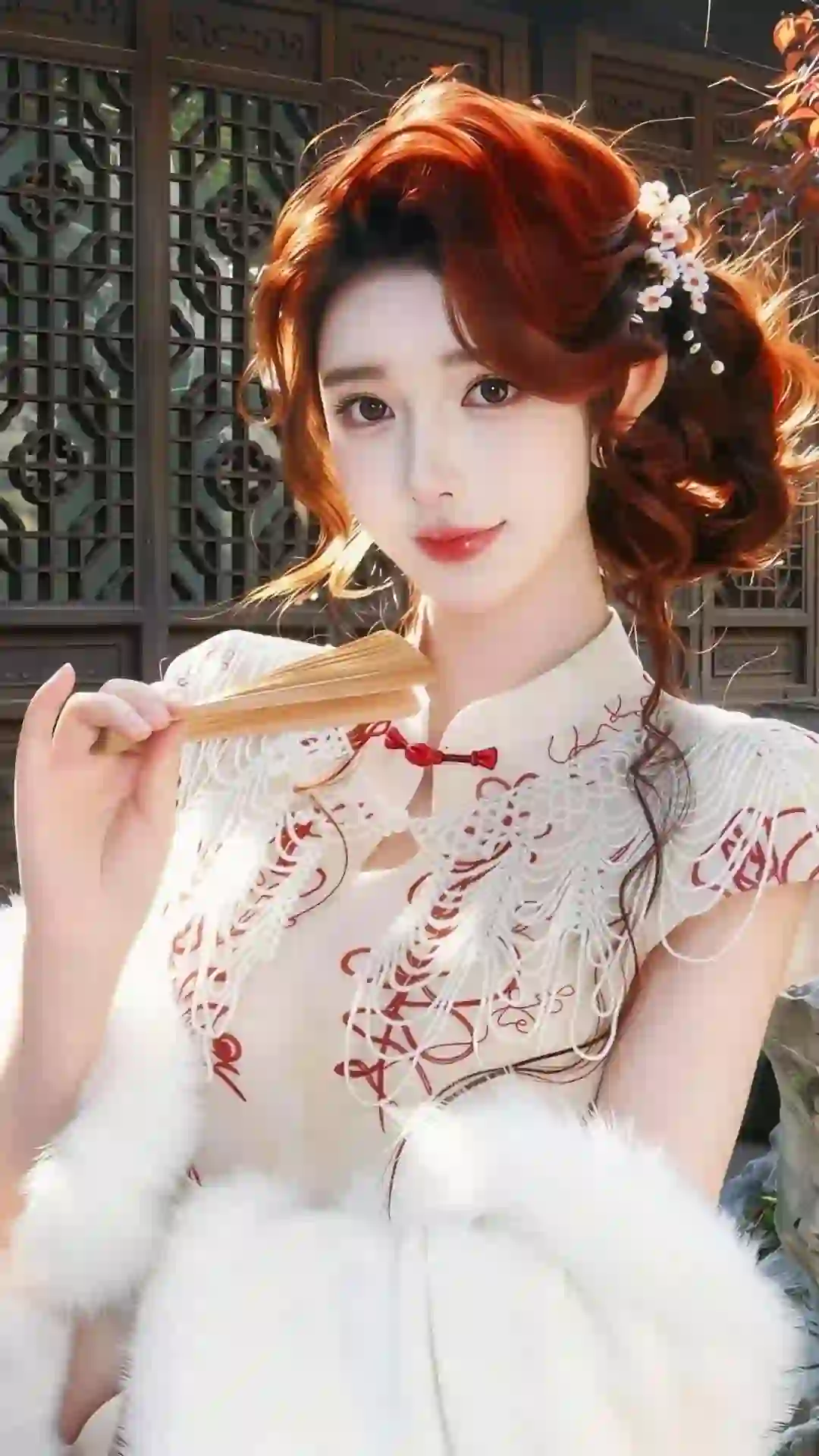 美女 长发美女 个性穿搭 白色衣服 古风