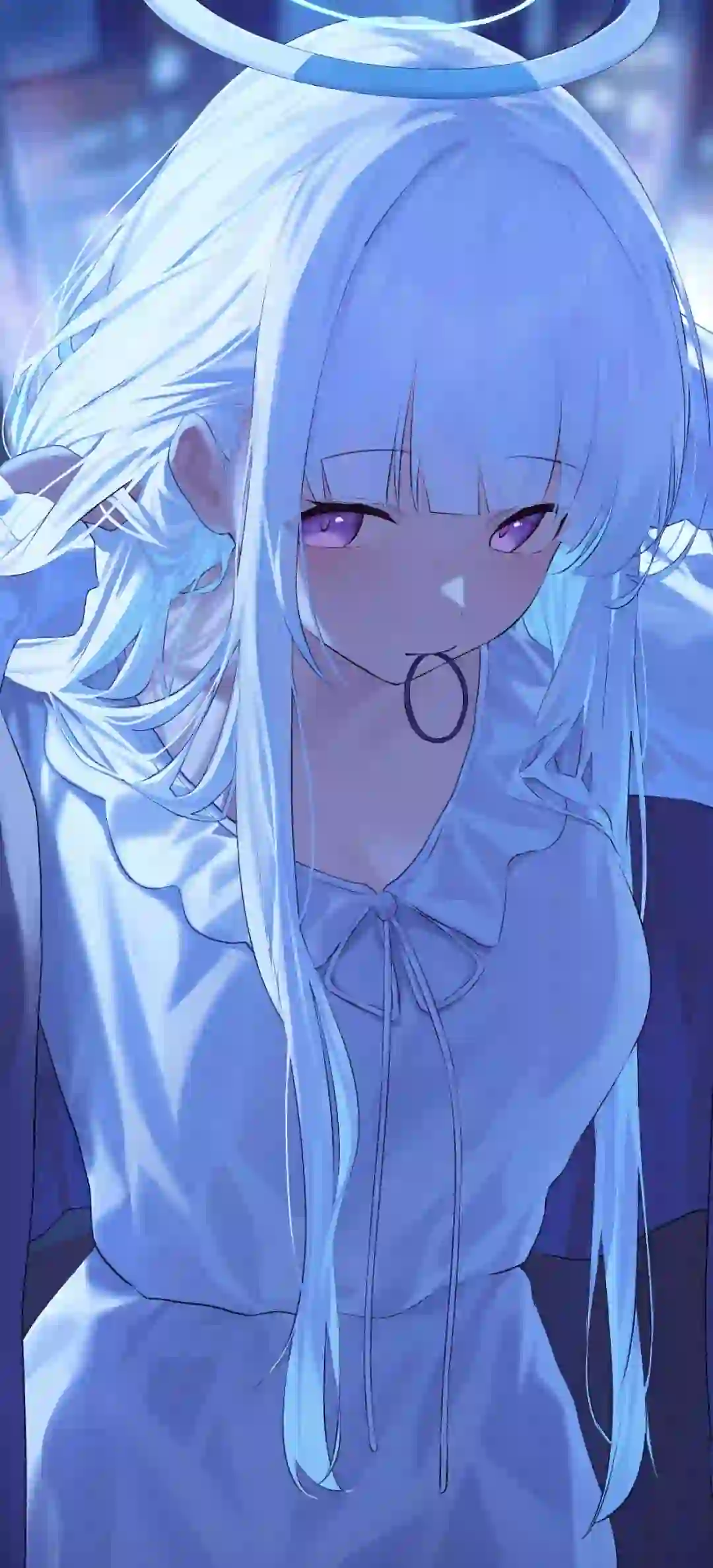 动漫女孩 白色头发 白色裙子 