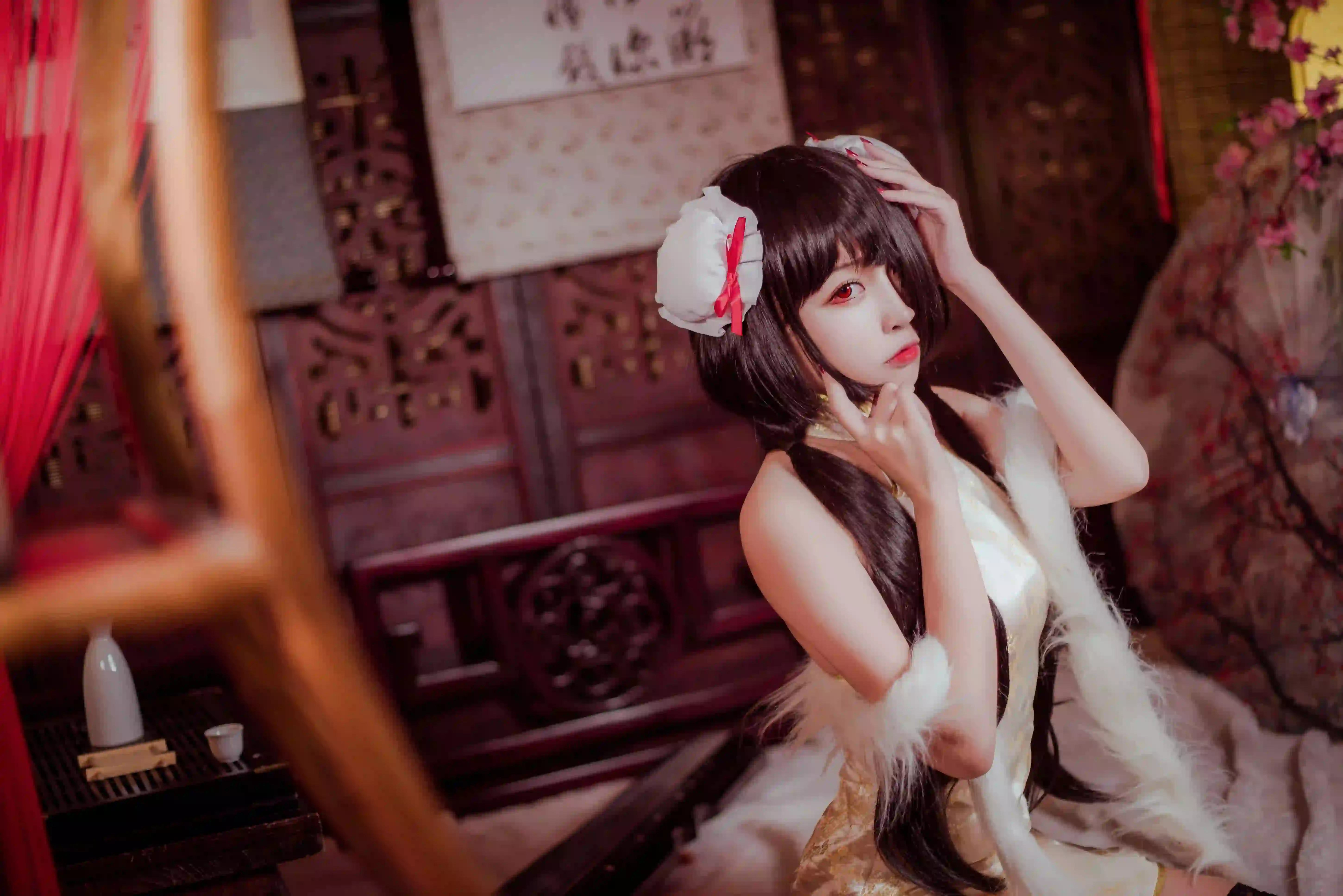 长发性感美女 黑丝 古色古香 旗袍