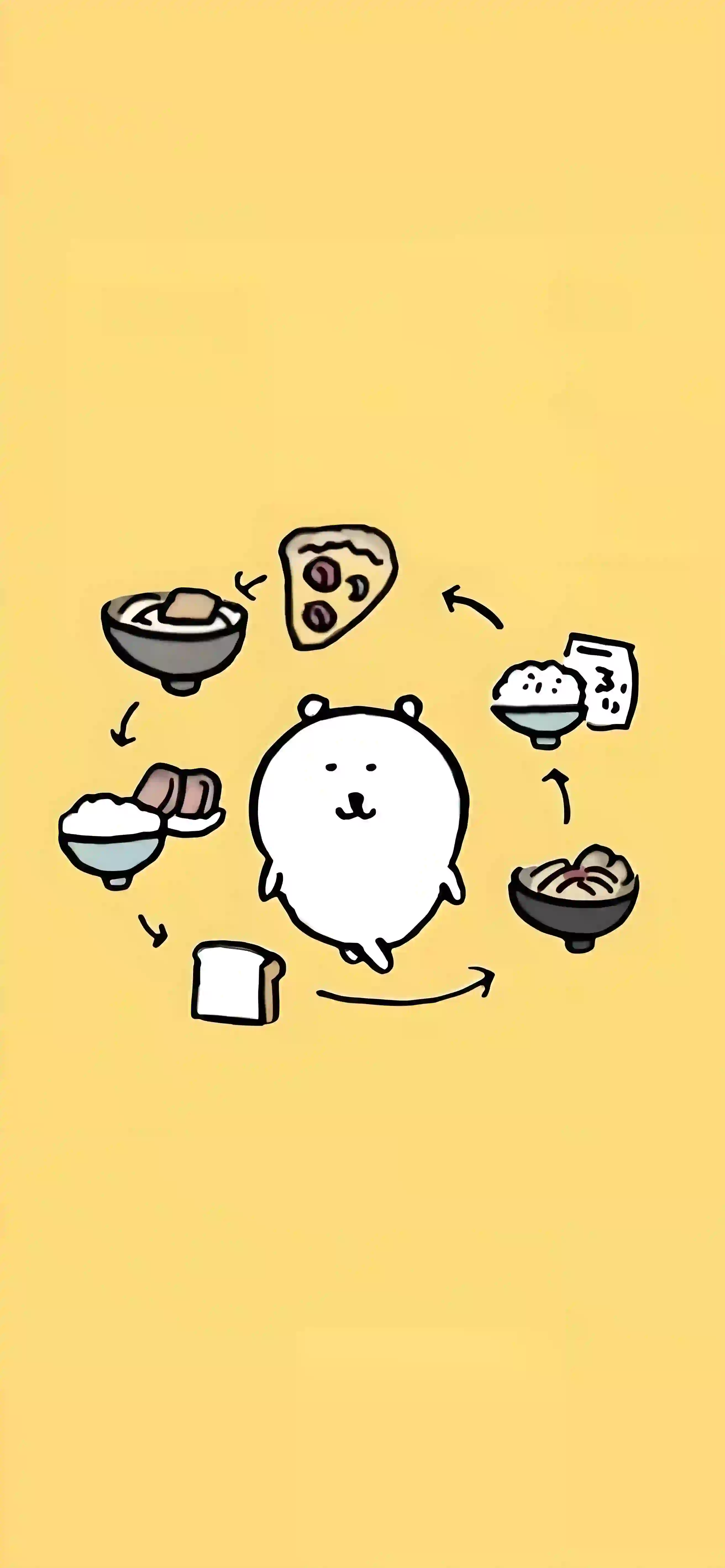 可爱壁纸 极简 有趣 黄色 白色 食物 