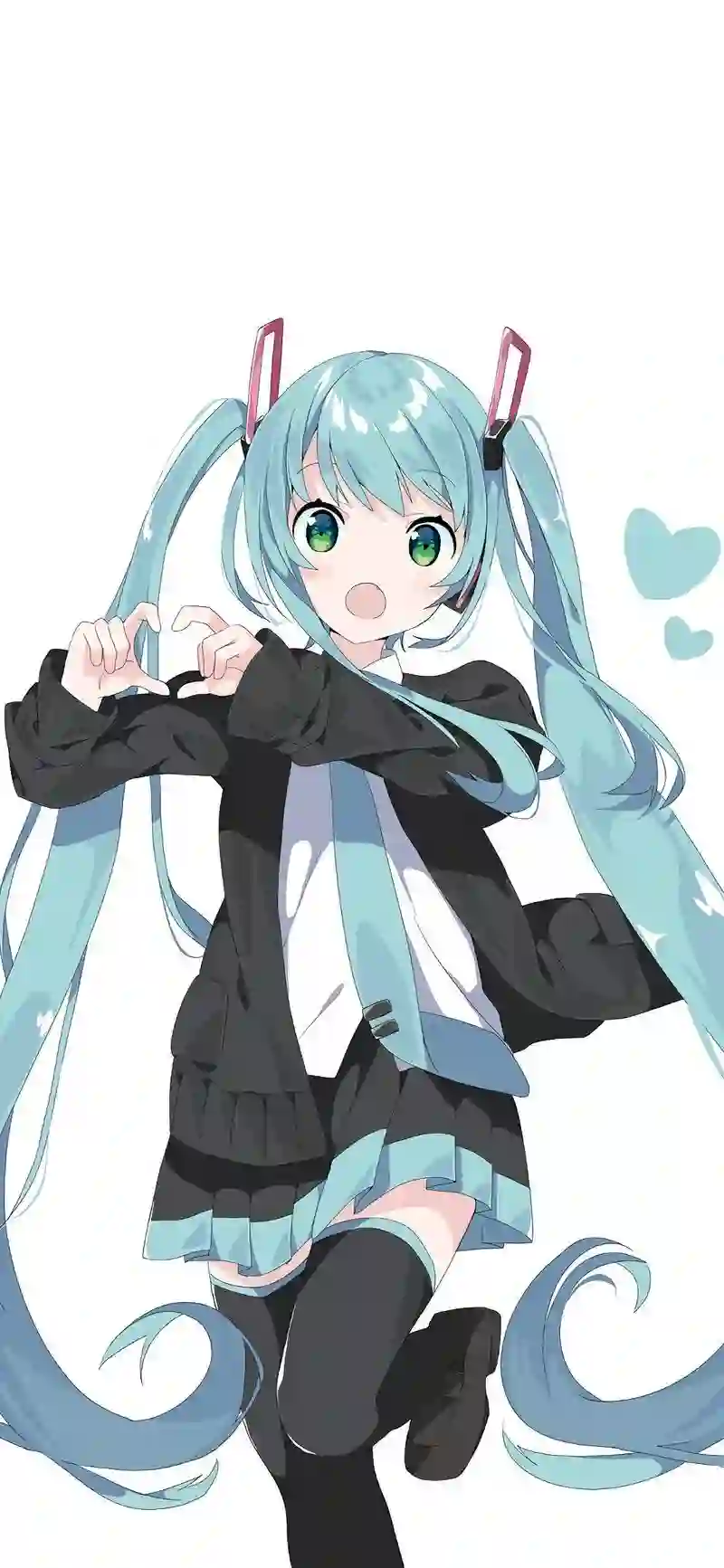 可爱动漫女孩 初音未来 双马尾女孩 绿色头发