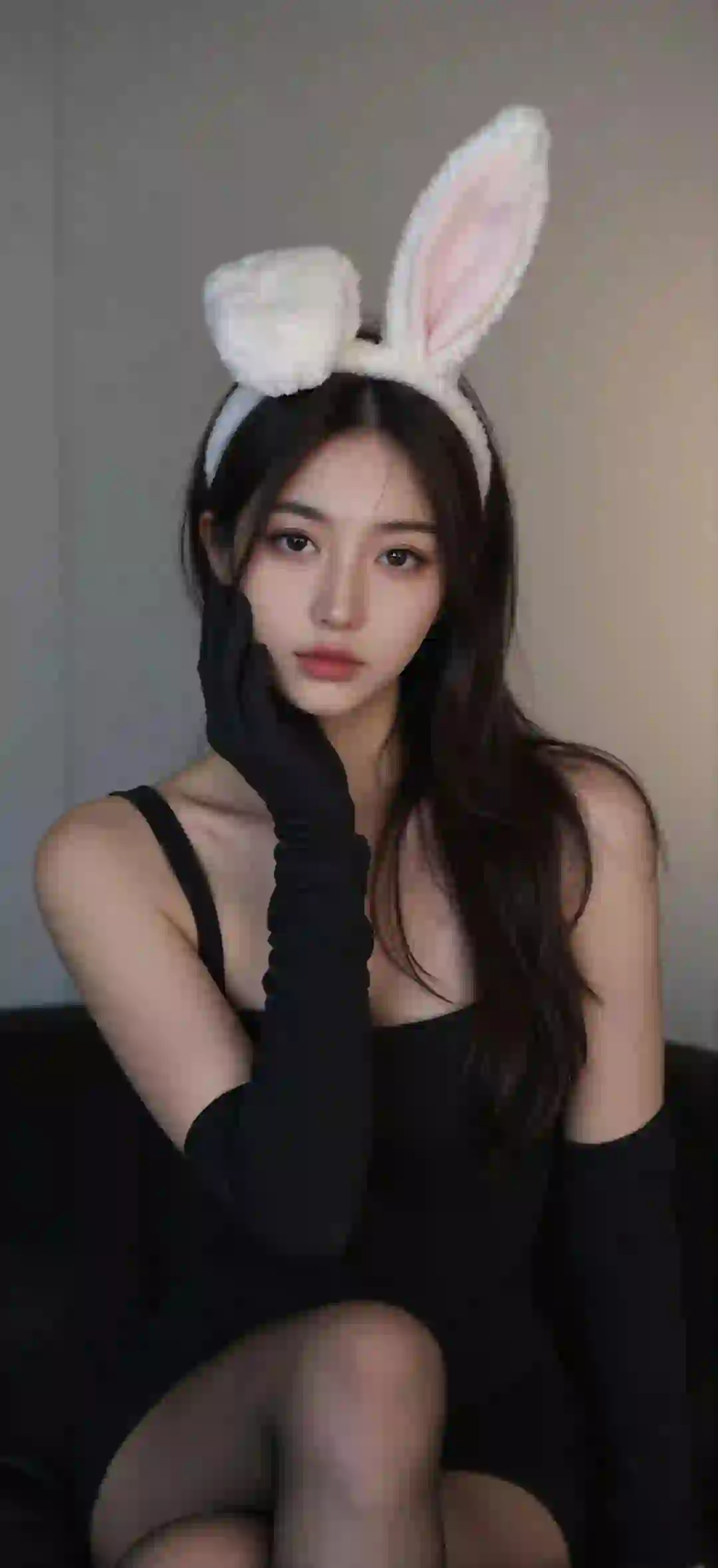 情趣 黑丝美女 长发黑丝美女 美腿 兔耳朵