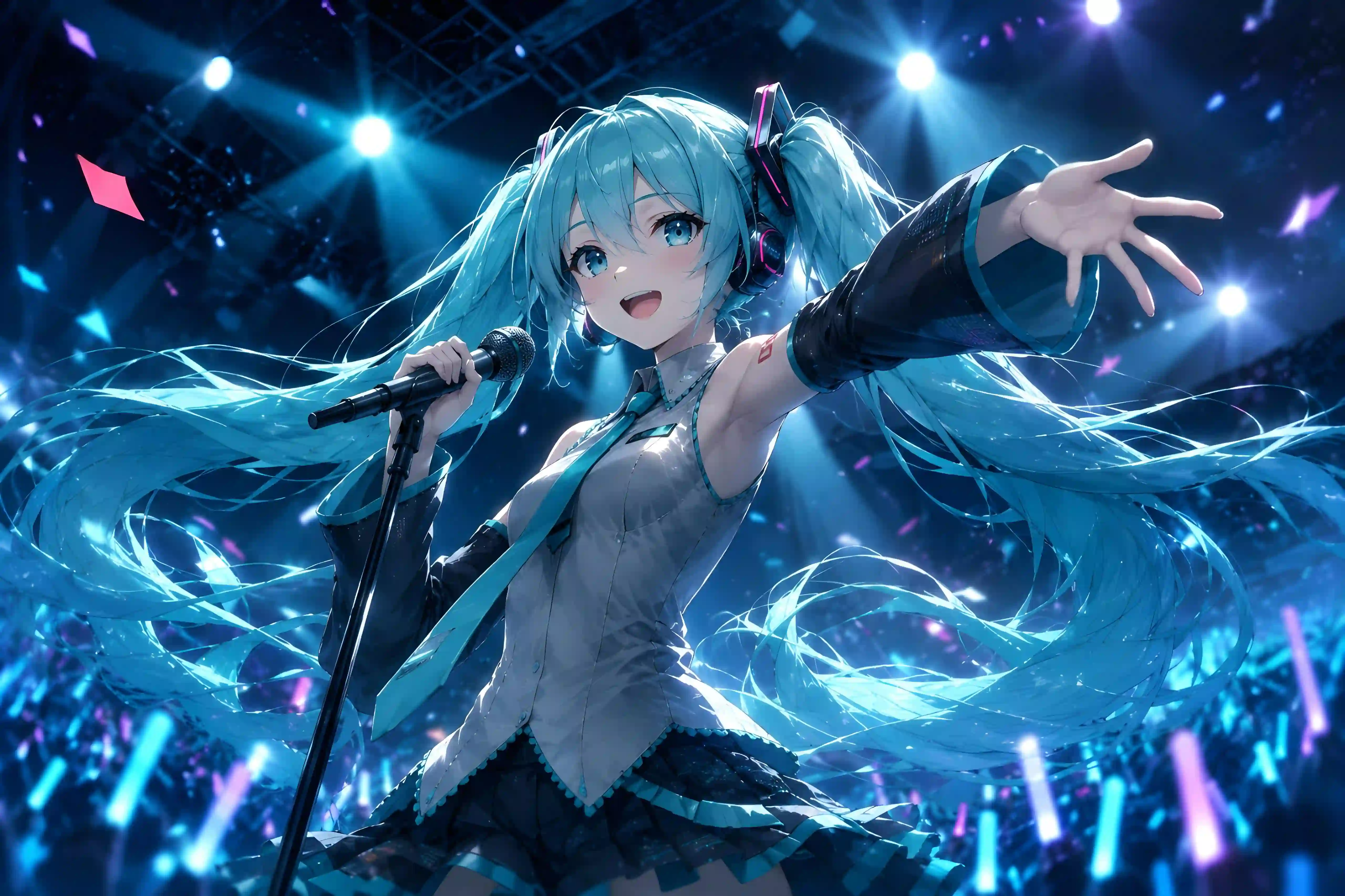 初音未来 虚拟歌姬 双马尾女孩 星空