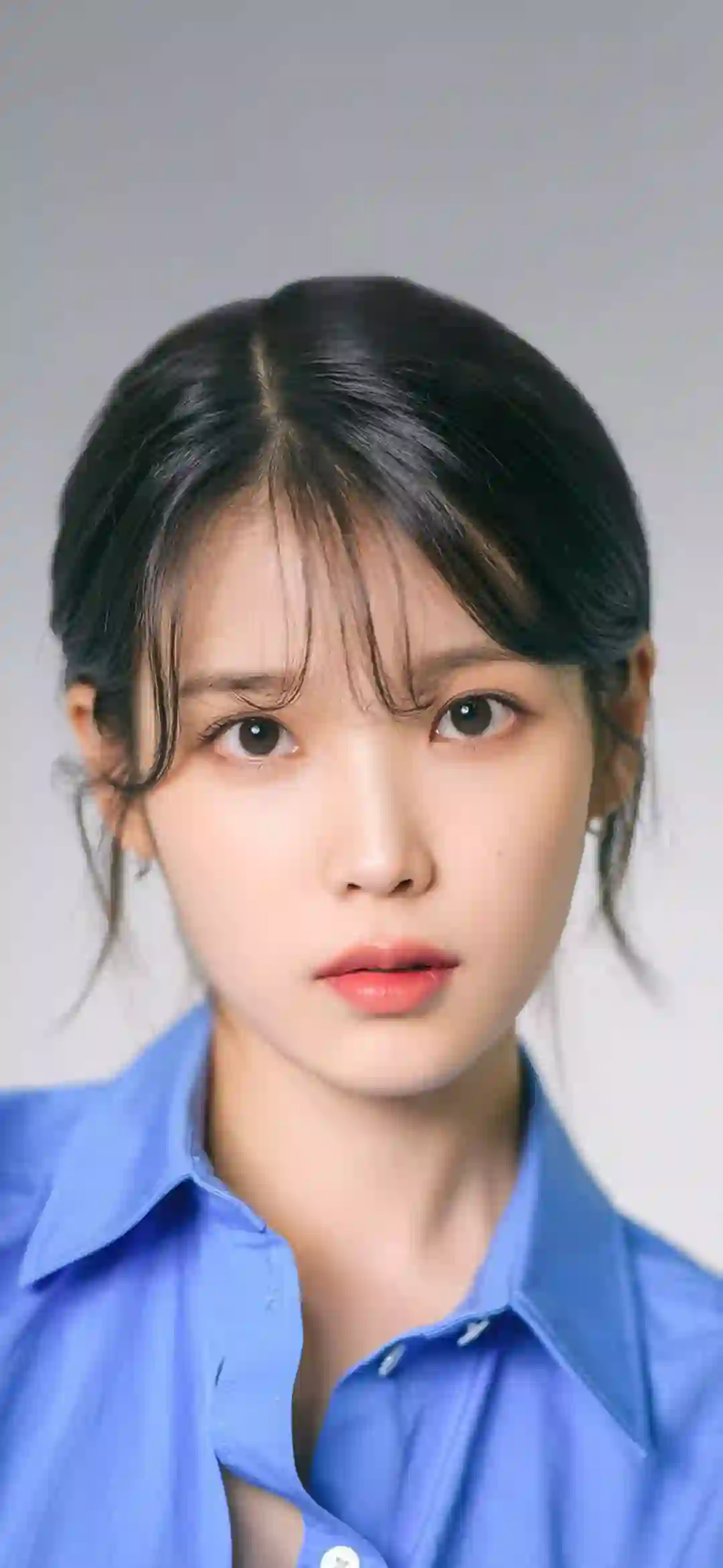 美女 IU 蓝色衬衫 清纯 