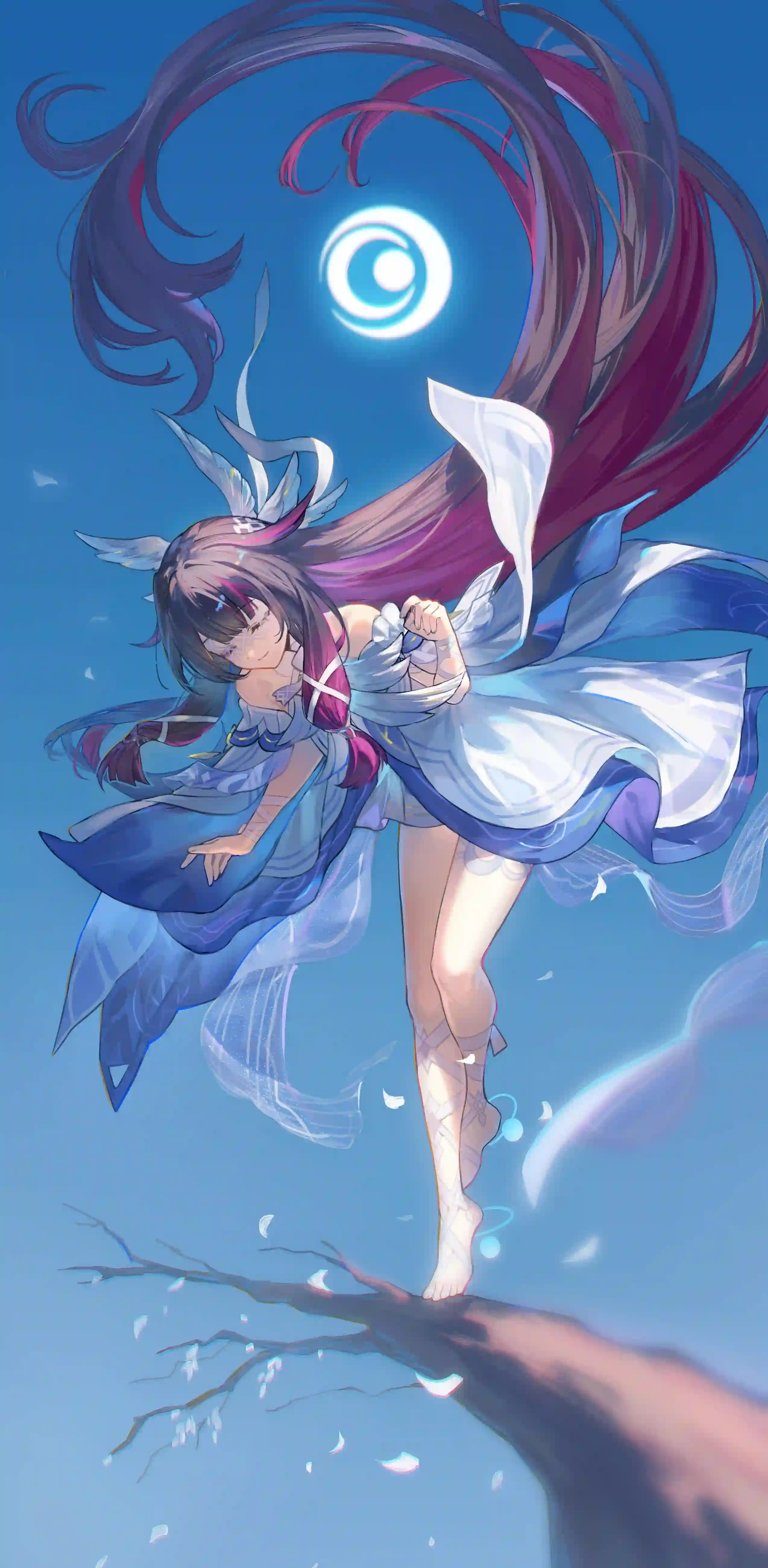 动漫 少女 唯美 飘逸 蓝天 梦幻 插画 人物壁纸