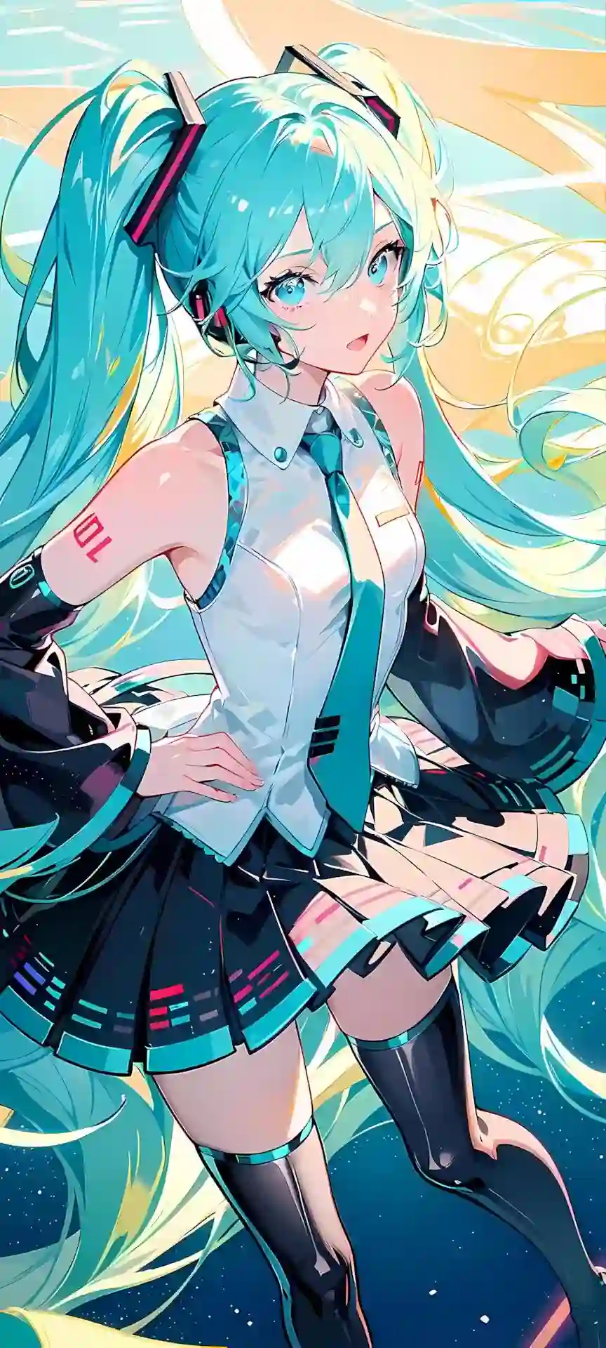 初音未来 二次元 虚拟角色 双马尾  绿色头发