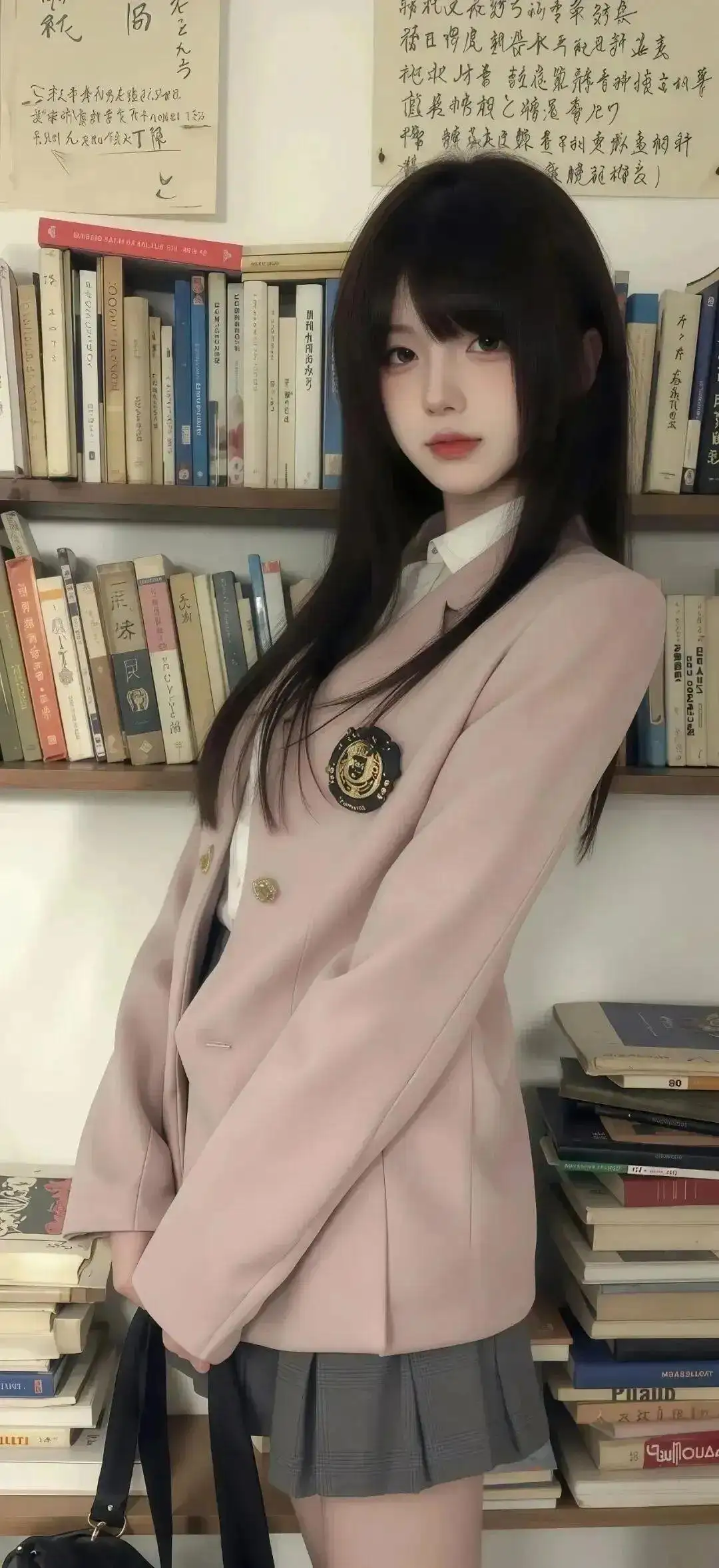 长发jk美女｜图书馆