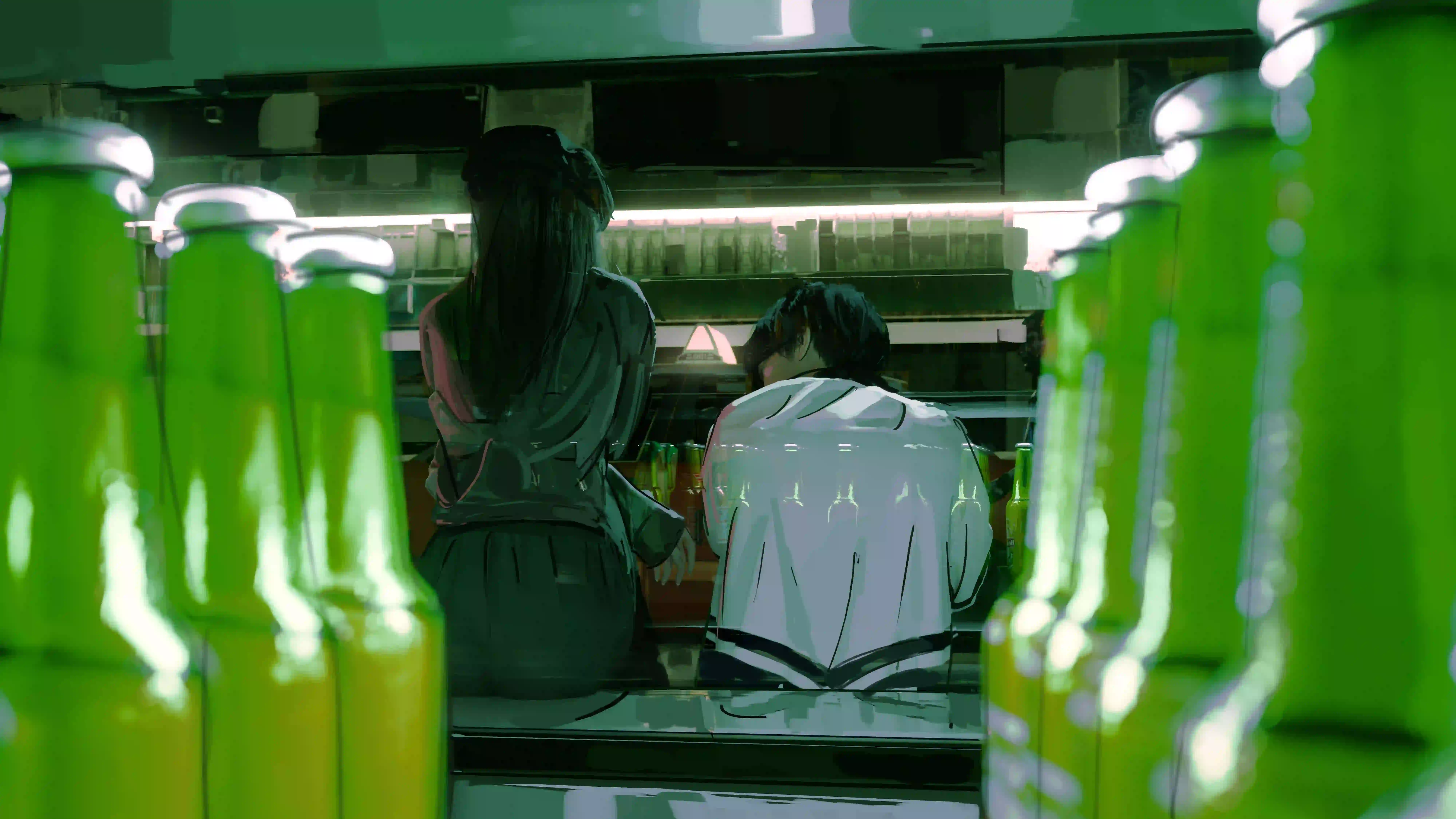 wlop 背影 长发女孩 汽水 