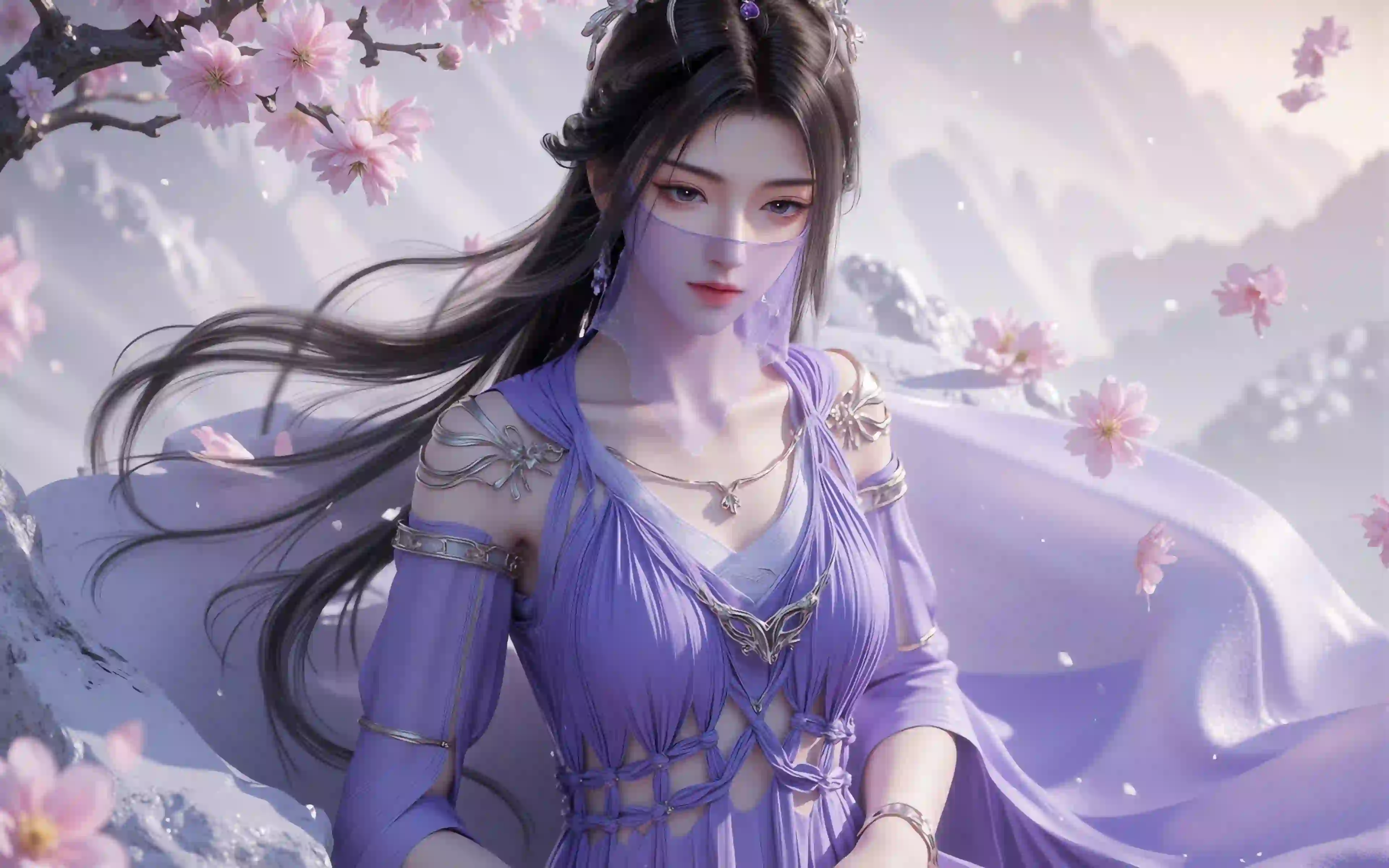 凡人修仙传 紫灵 紫色面纱 桃花