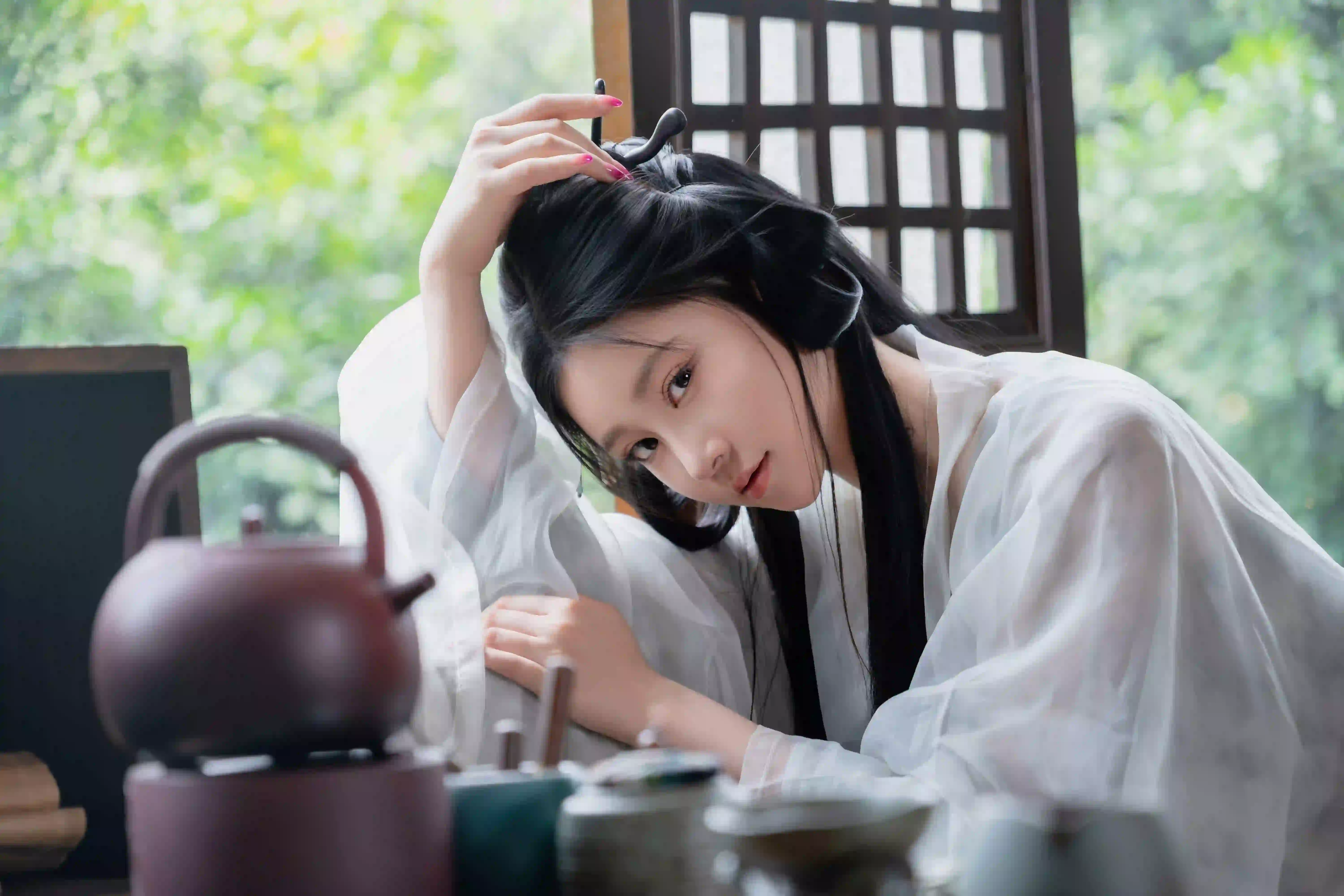 微笑 茶 古风汉服美女 性感美女 古风穿搭 居家 古风建筑