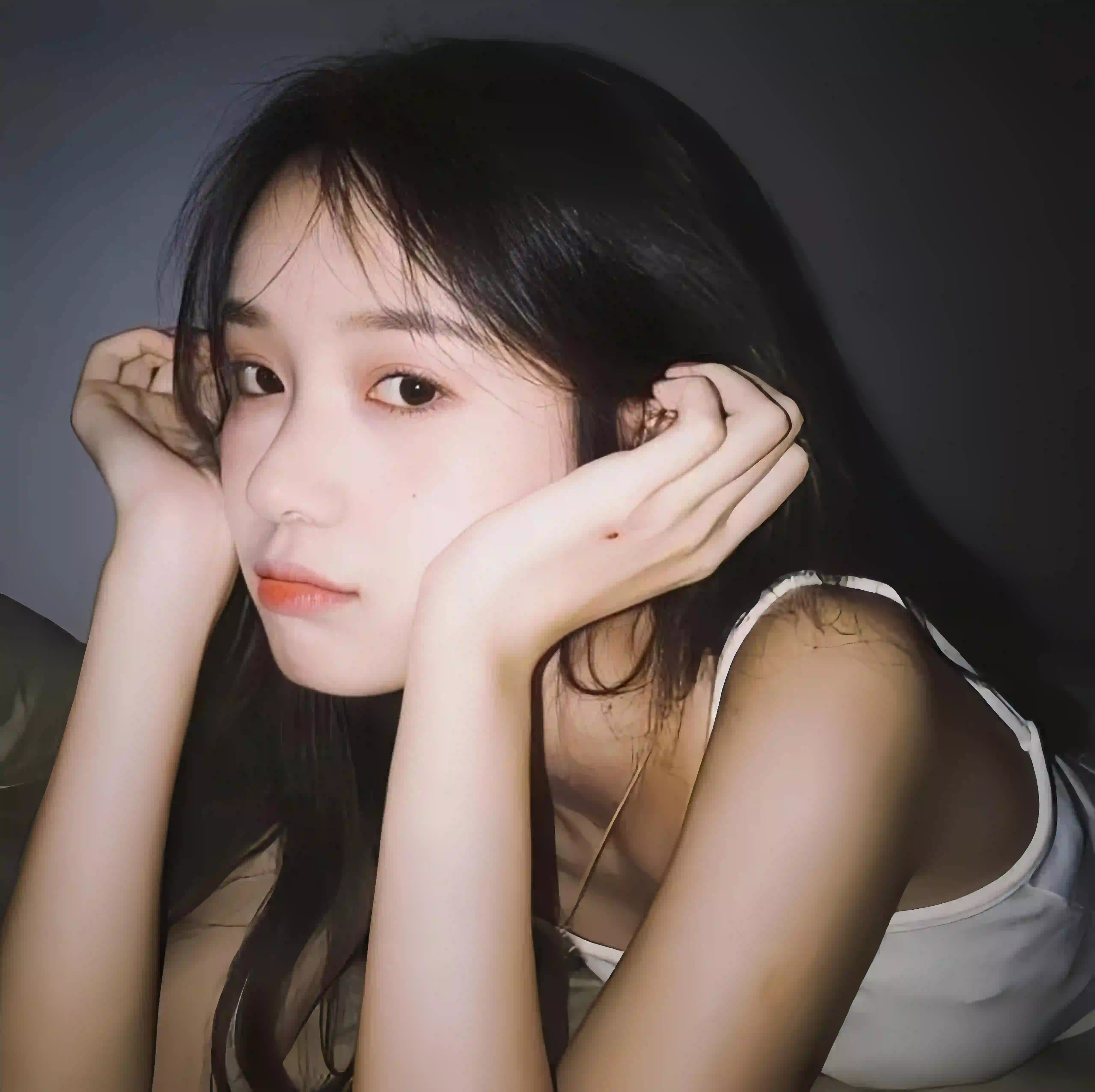长发清纯美女 白色衣服 小清新