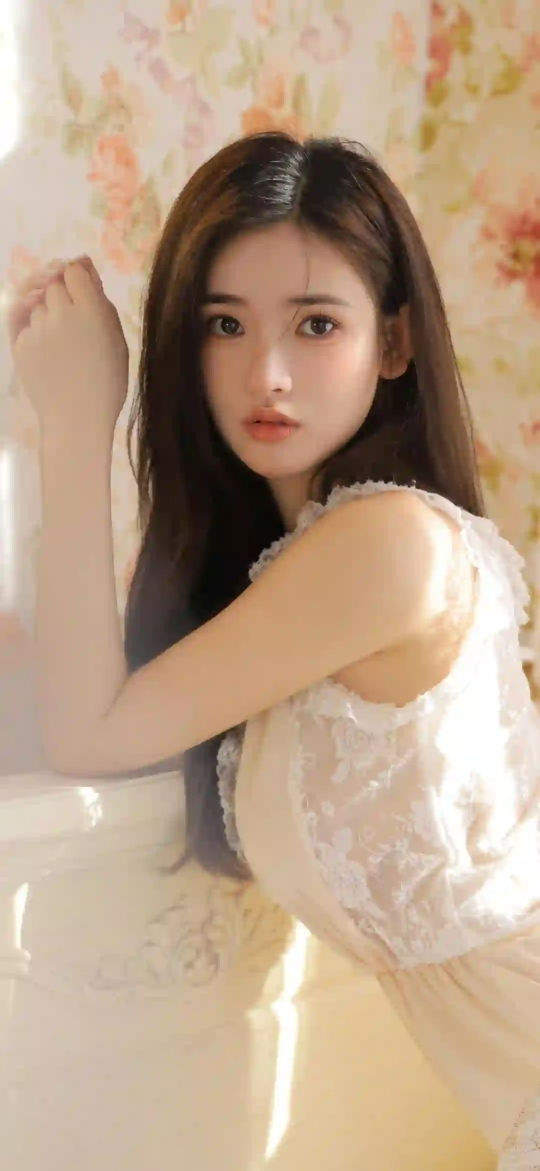 居家写真 白色长裙美女 