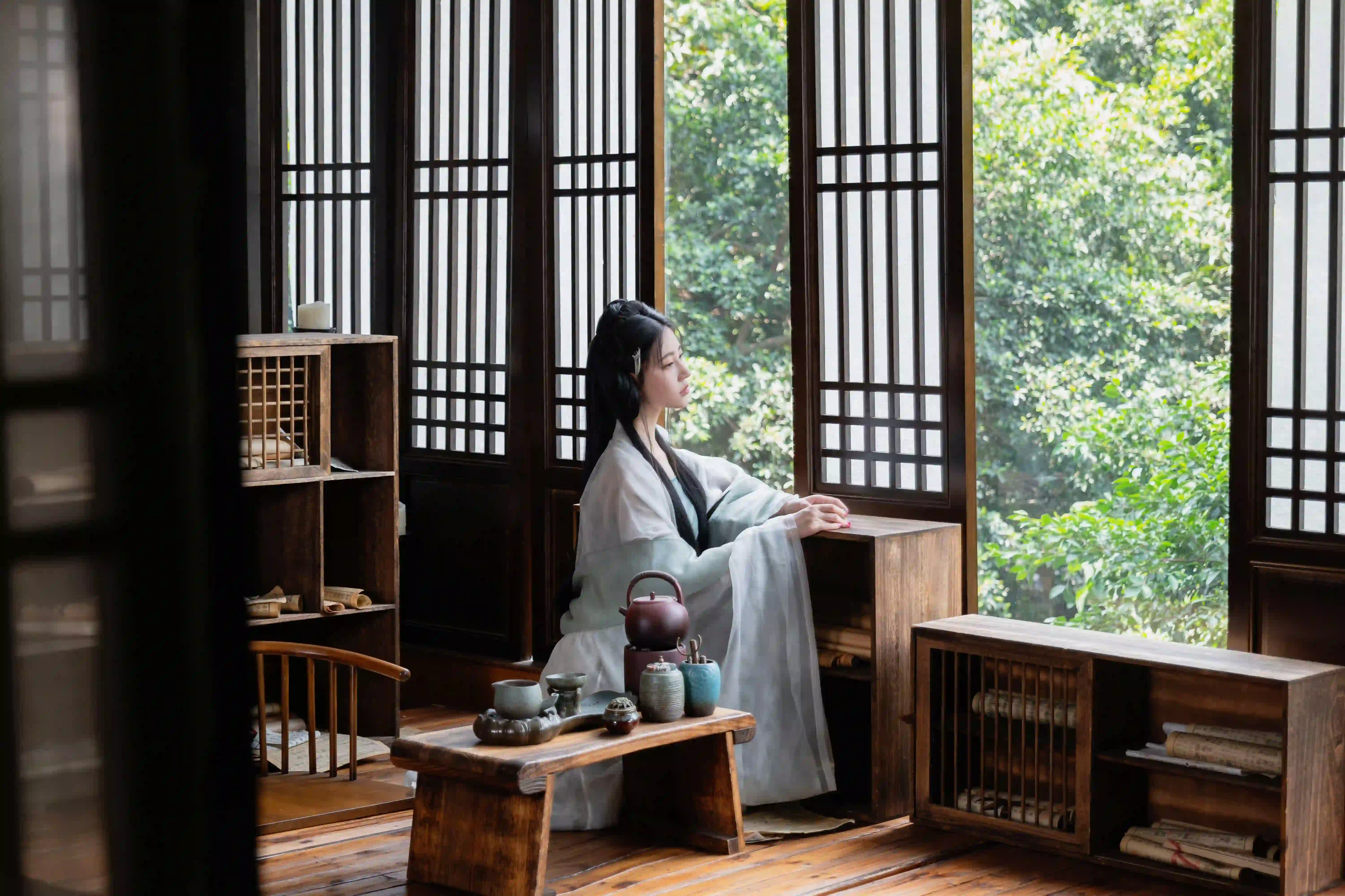 古家具 古风汉服美女 性感美女 古风穿搭 居家 古风建筑