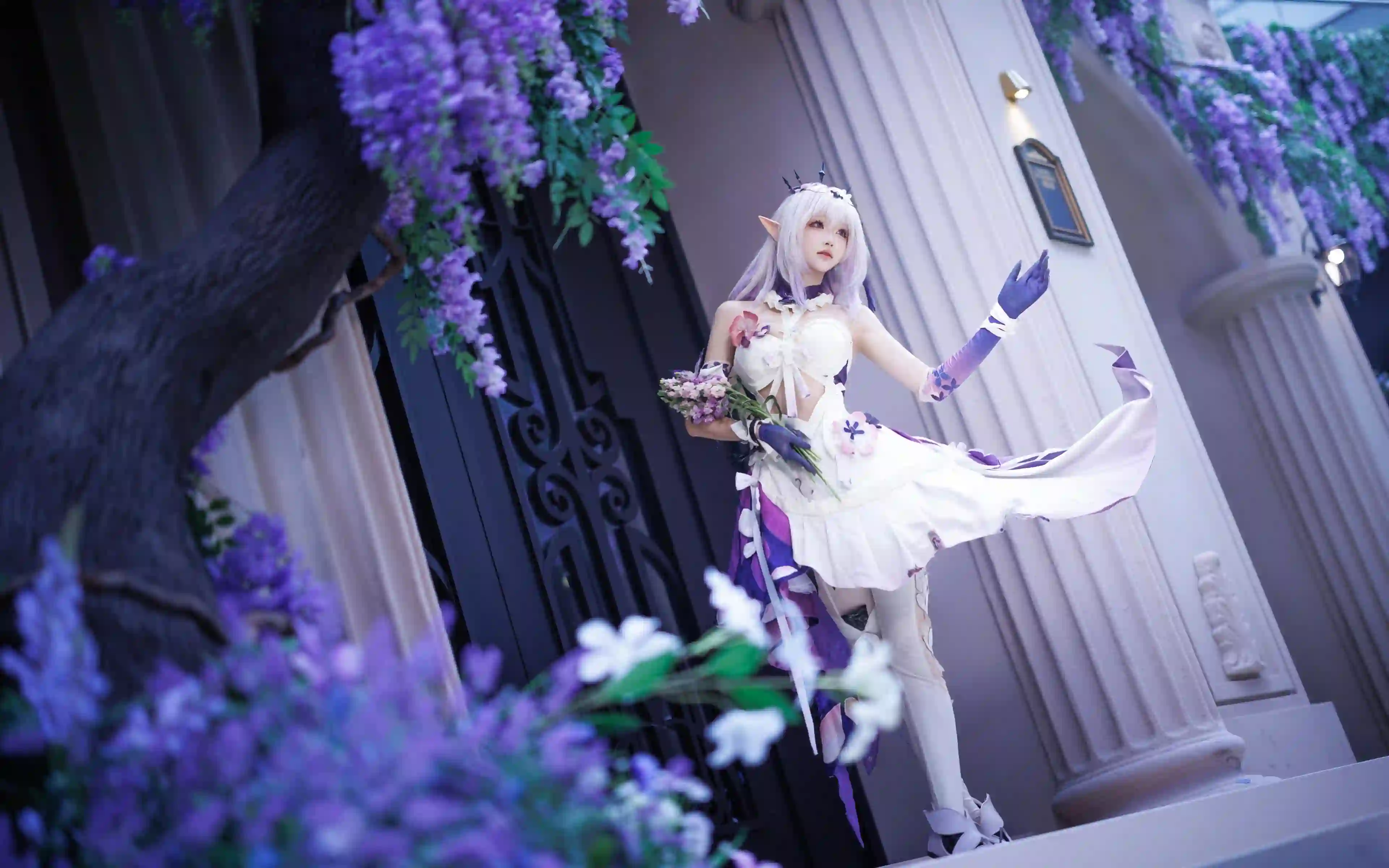 cosplay  紫藤花 白色长裙 可爱