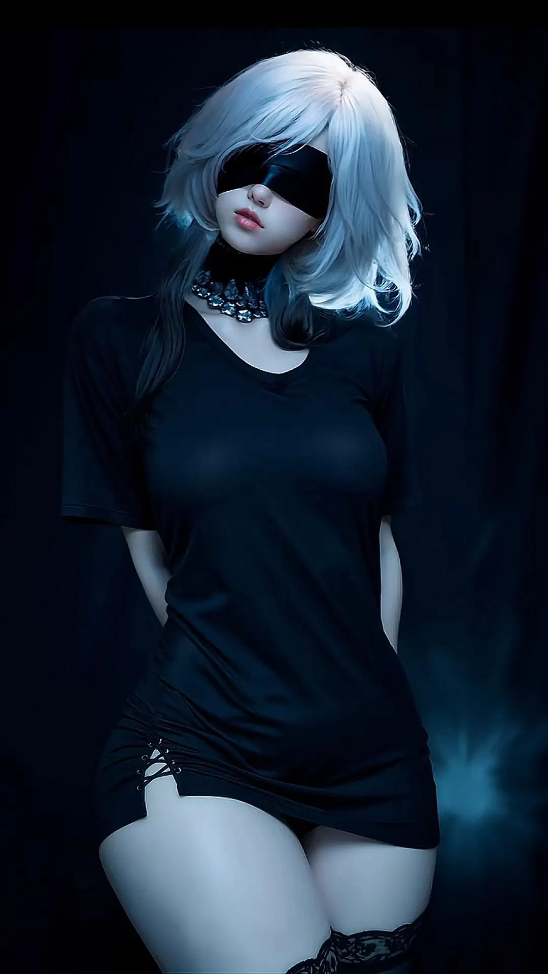 白发黑色眼罩｜黑衣长腿美女吧｜2b