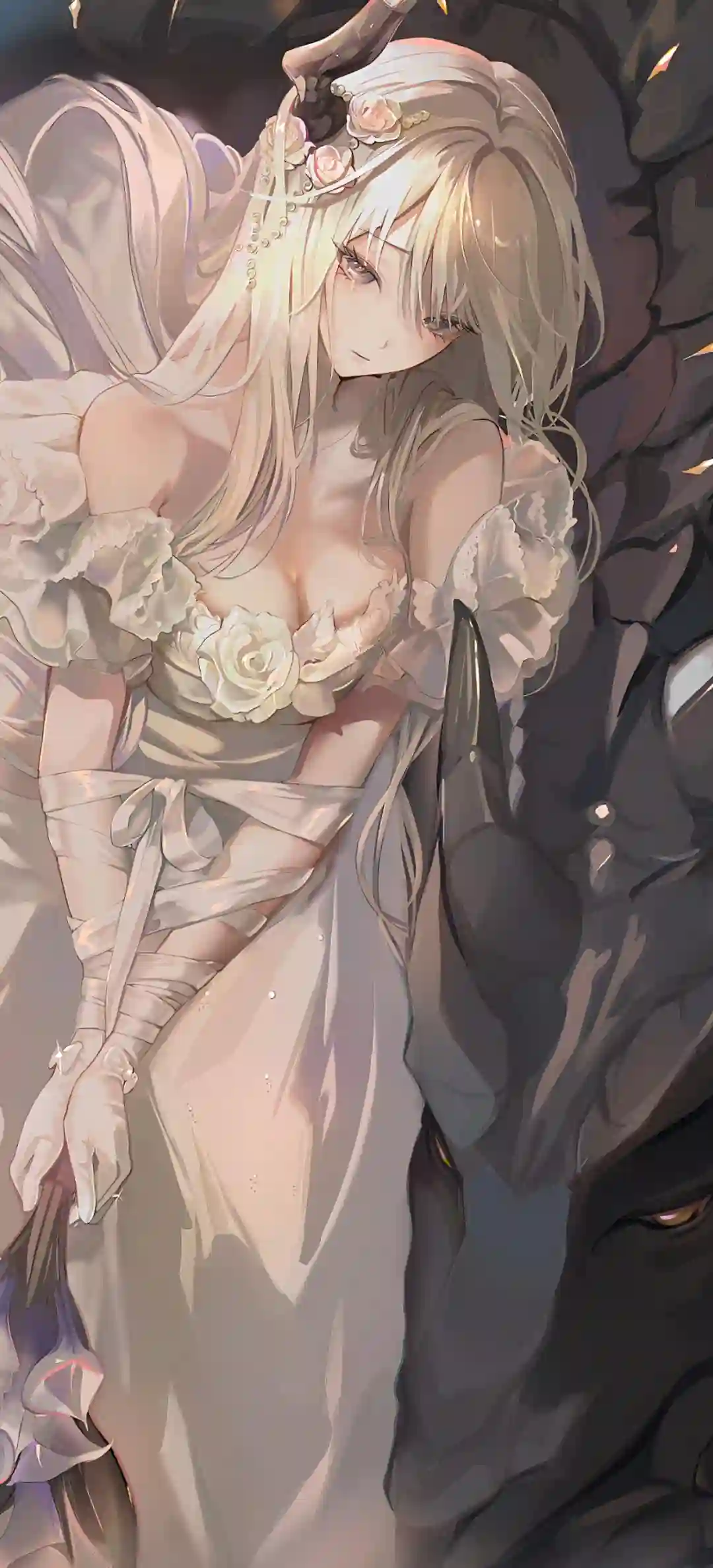 动漫女孩 白色裙子 动漫 二次元 白色头发 