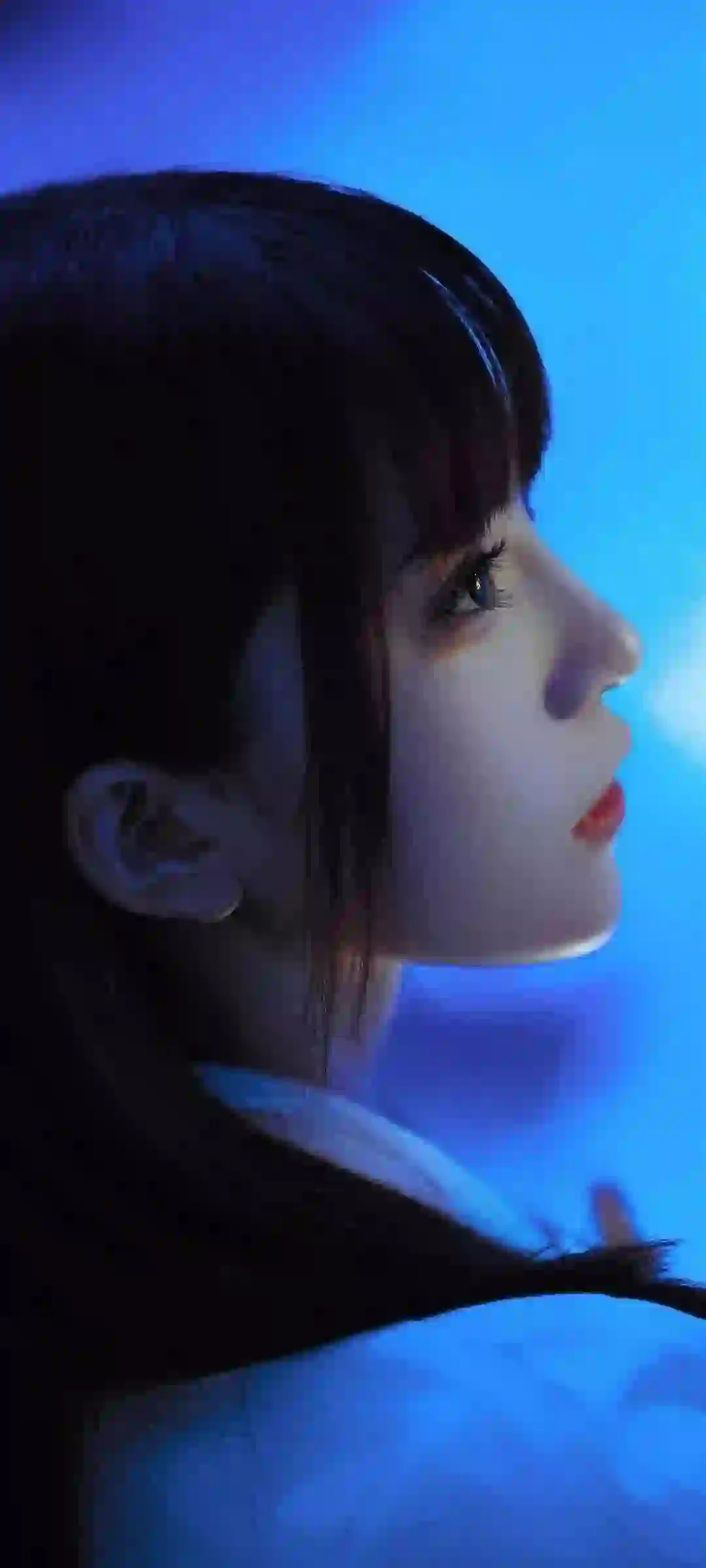 唯美风光 长发清纯美女 蓝色色调