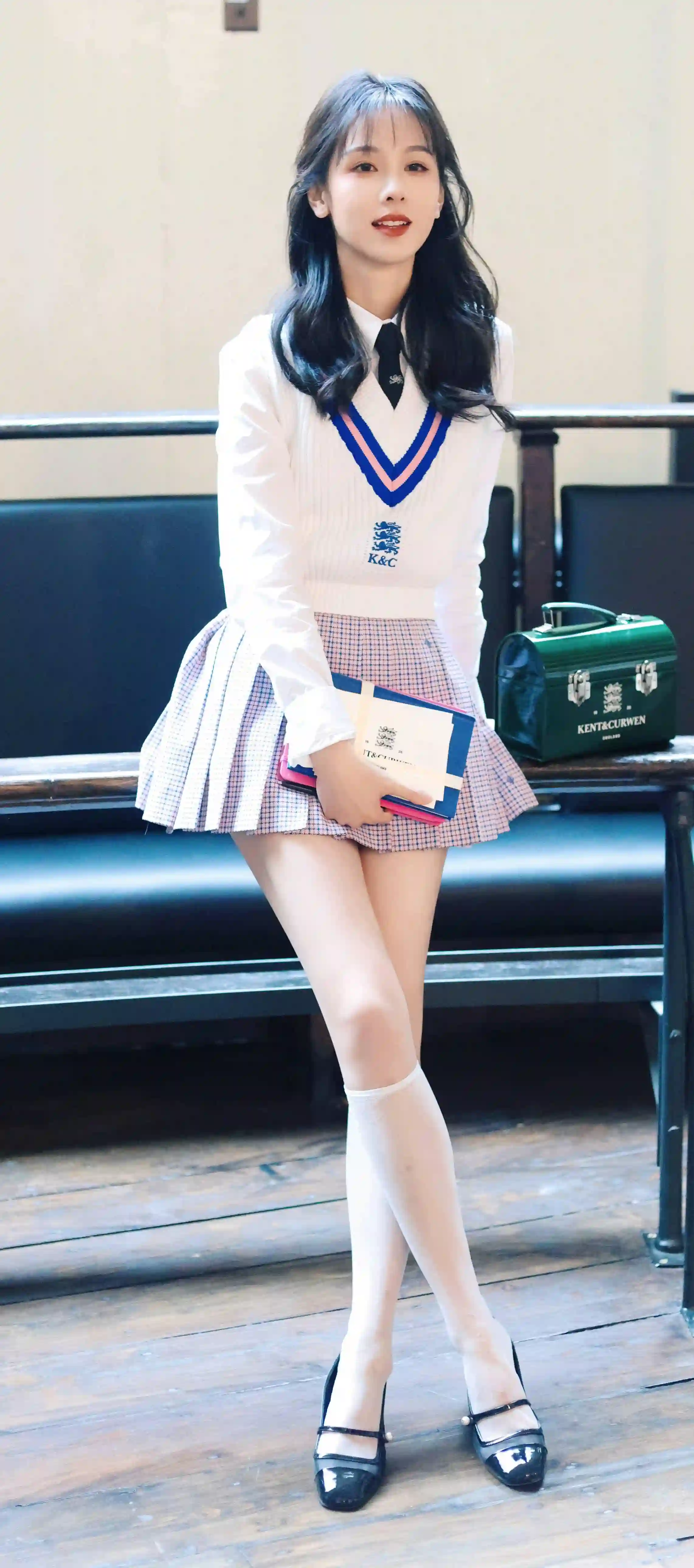 jk 长发美女 白色衣服 jk长裙 明星 陈都灵 - 6