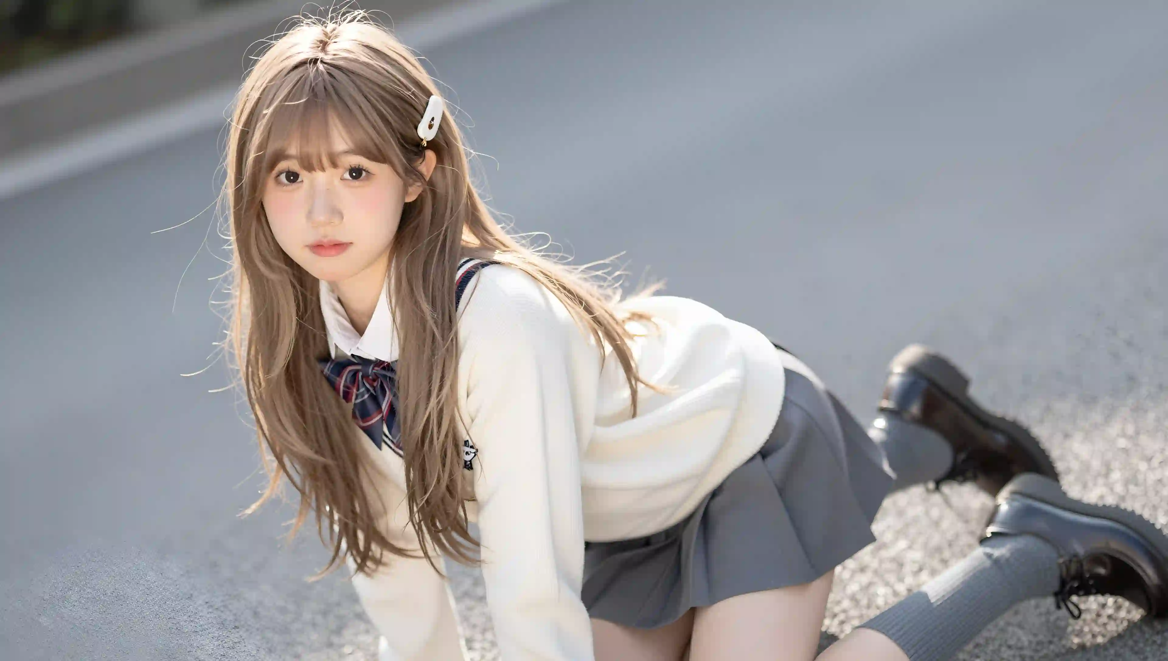 校园风格 女孩 坐姿 写真 户外 清新